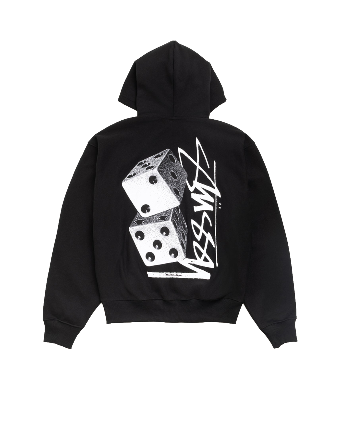 Sweat zippé à capuche Stüssy Tall Dice noir imprimé dés vue dos