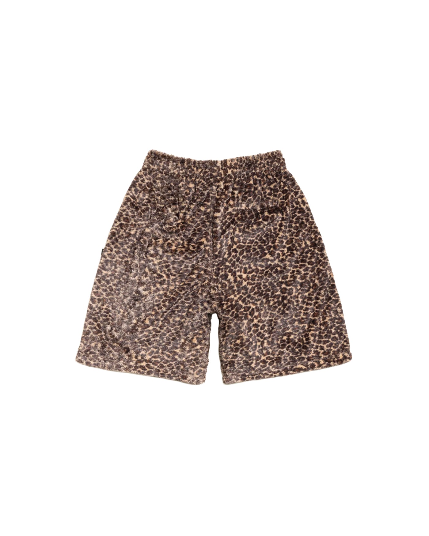 Short en pile Stüssy motif léopard marron et noir texture velours dos