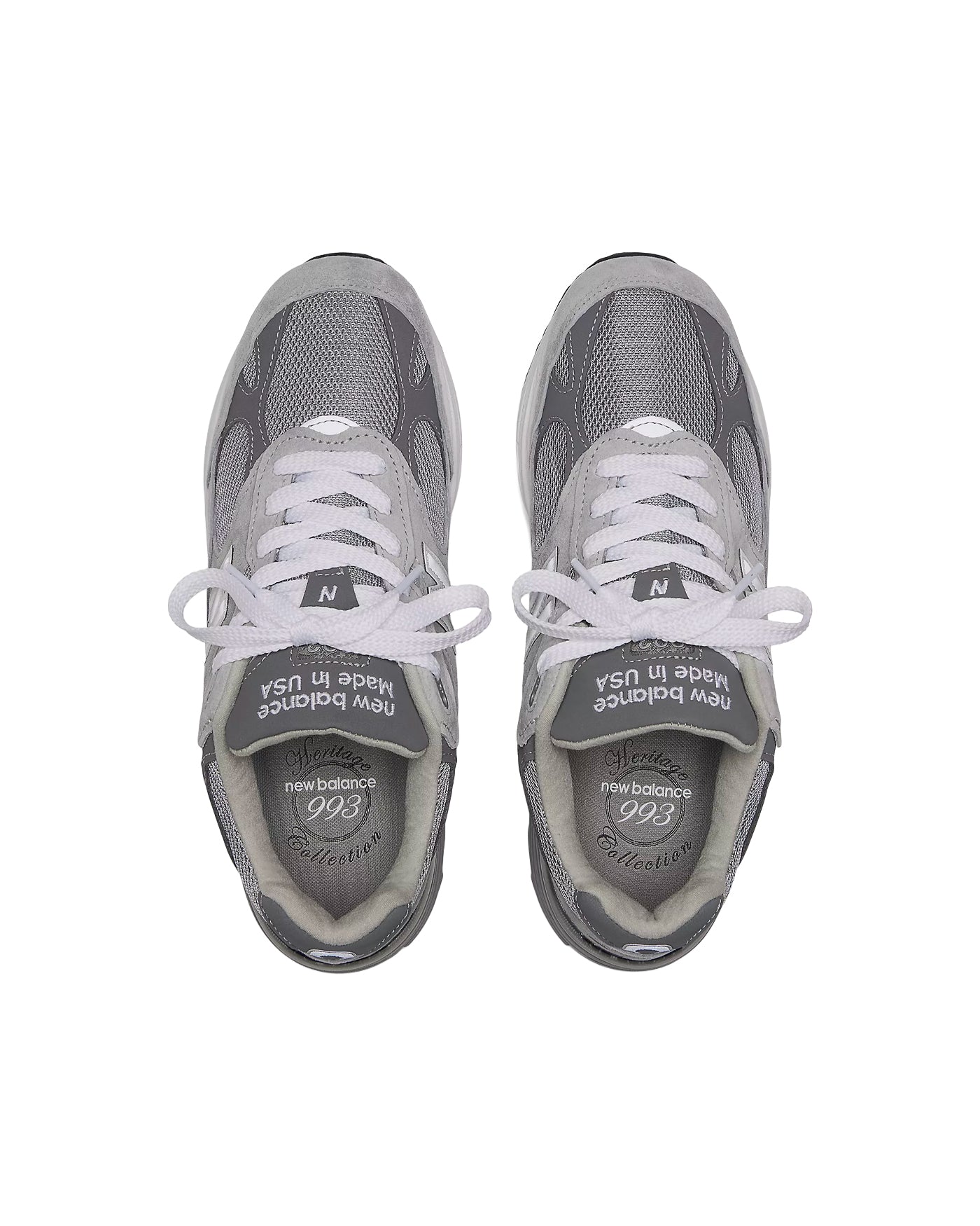 Sneakers New Balance MR993 gris suède vue dessus semelle intérieure 993