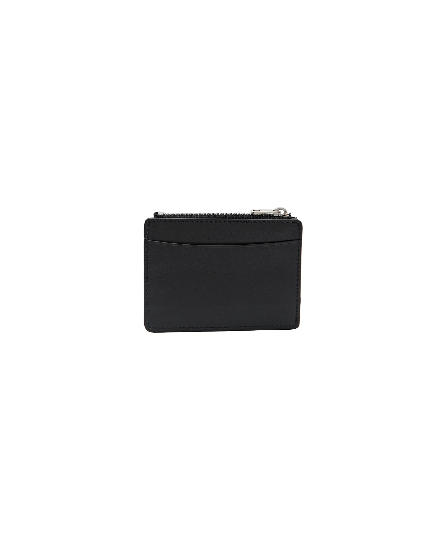 Porte-cartes zippé cuir noir lisse A.P.C Paris zip argent dos