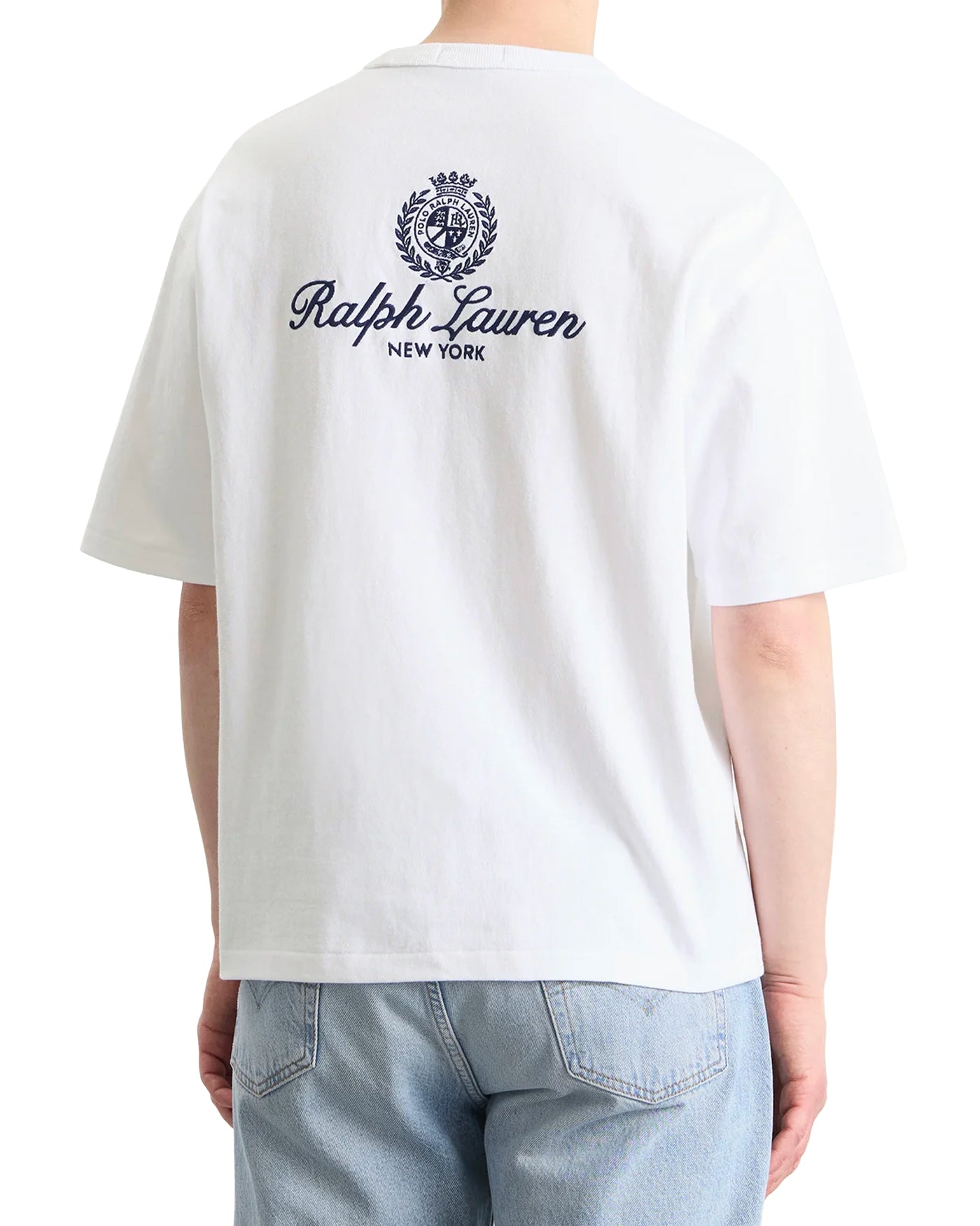 T-shirt Ralph Lauren blanc imprimé blason Ralph Lauren New York dos