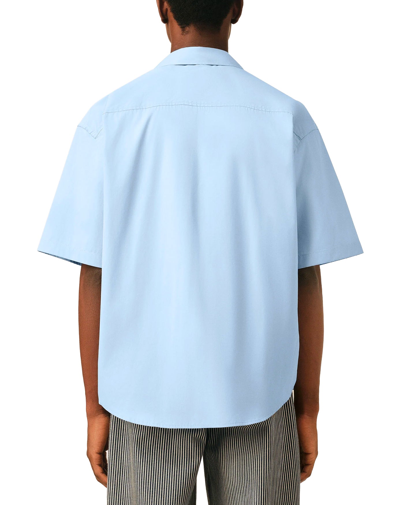 Chemise boxy Ami Paris bleu ciel manches courtes col cubain dos