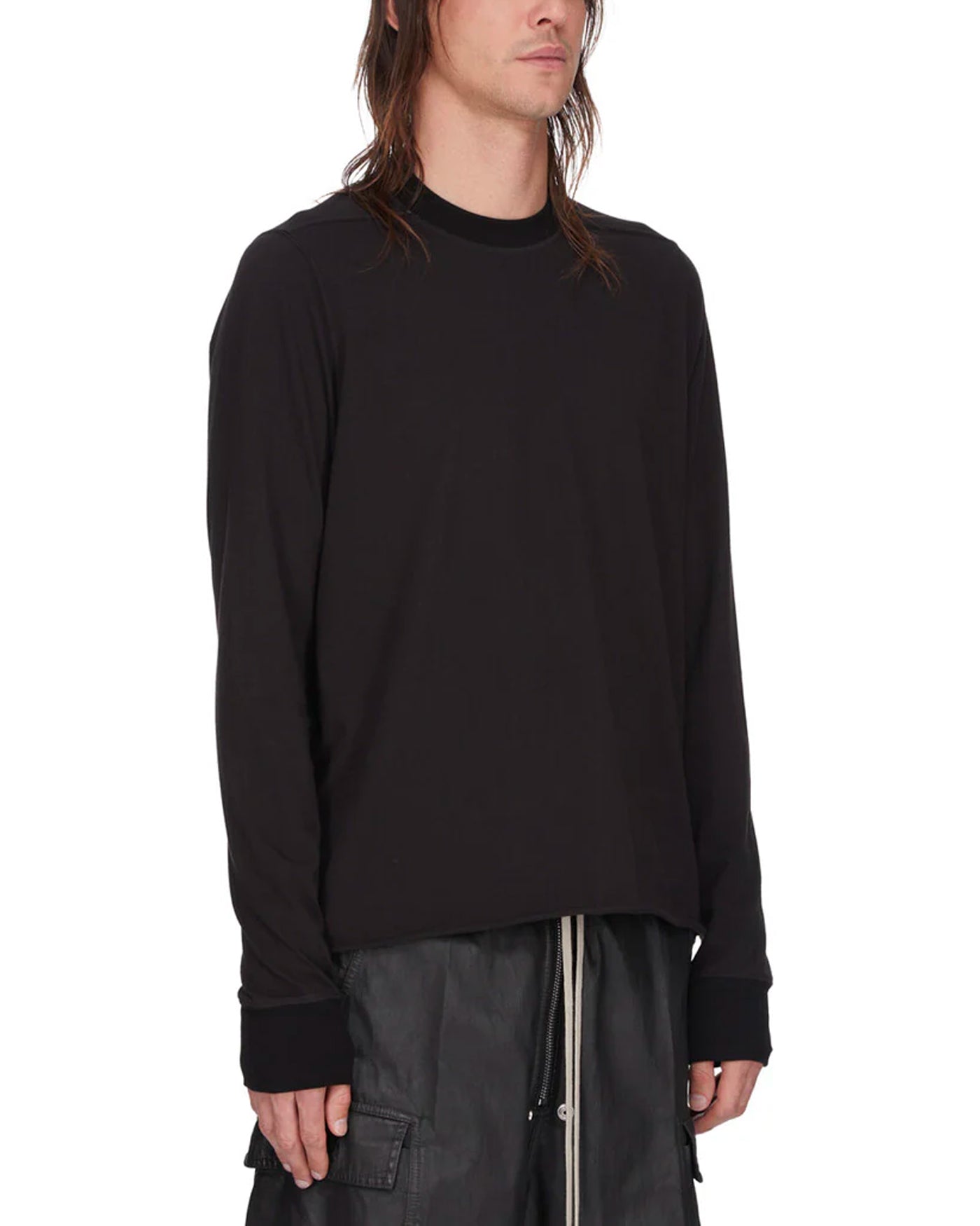 Sweat crewneck Rick Owens DRKSHDW noir vue profil droit sur mannequin