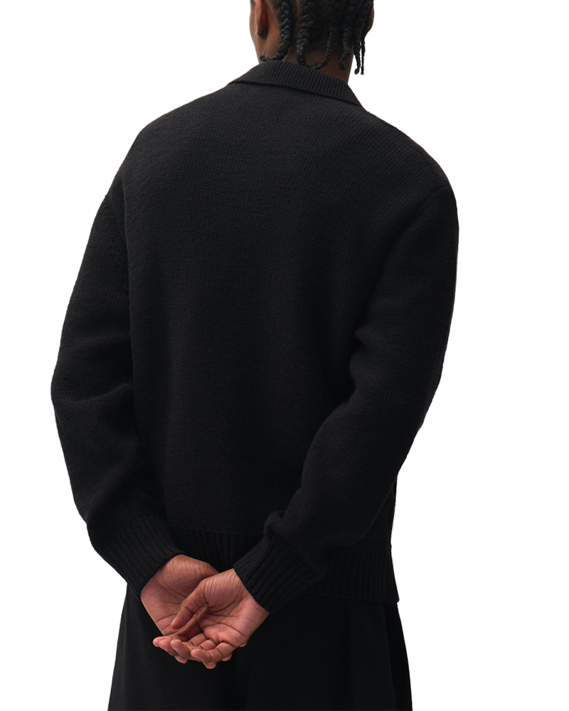 STENCIL ZIP CARDIGAN BLACK