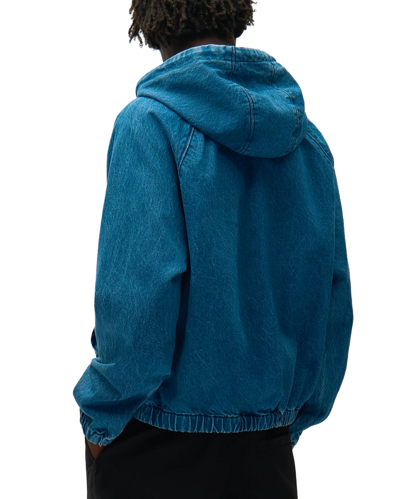 Veste en denim Arte Antwerp bleue à capuche zippée, vue de dos