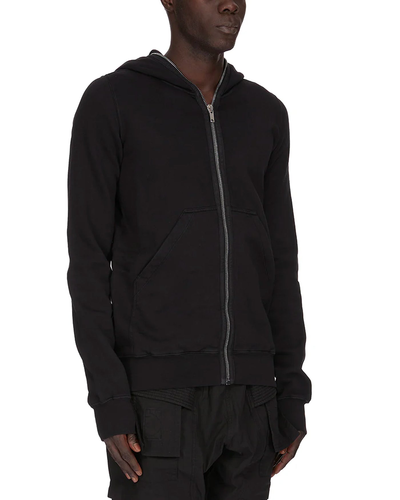 Sweat zippé Rick Owens Drkshdw Gimp noir zip argenté profil gauche