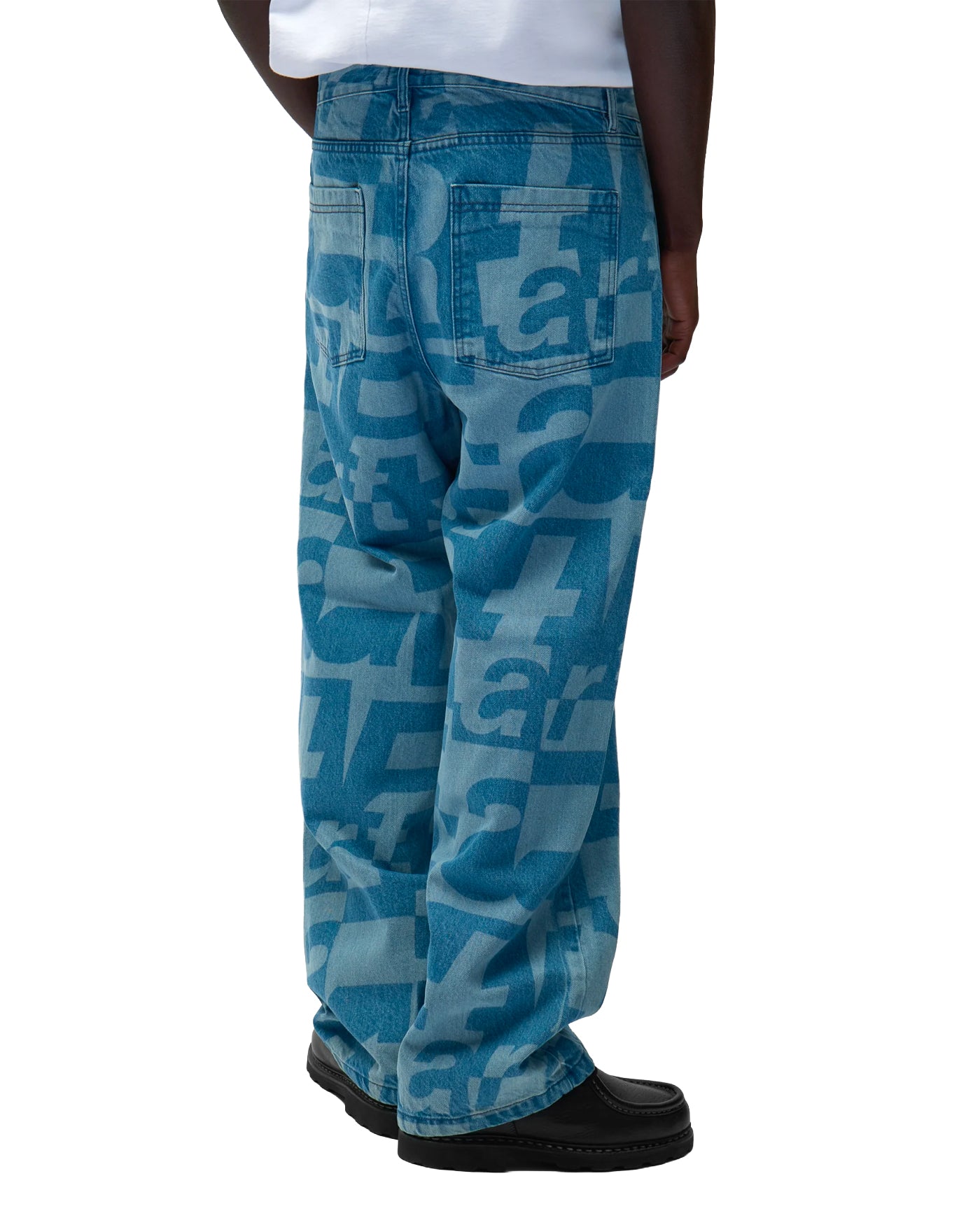 Pantalon Arte Antwerp denim bleu imprimé all-over lettres profil droit