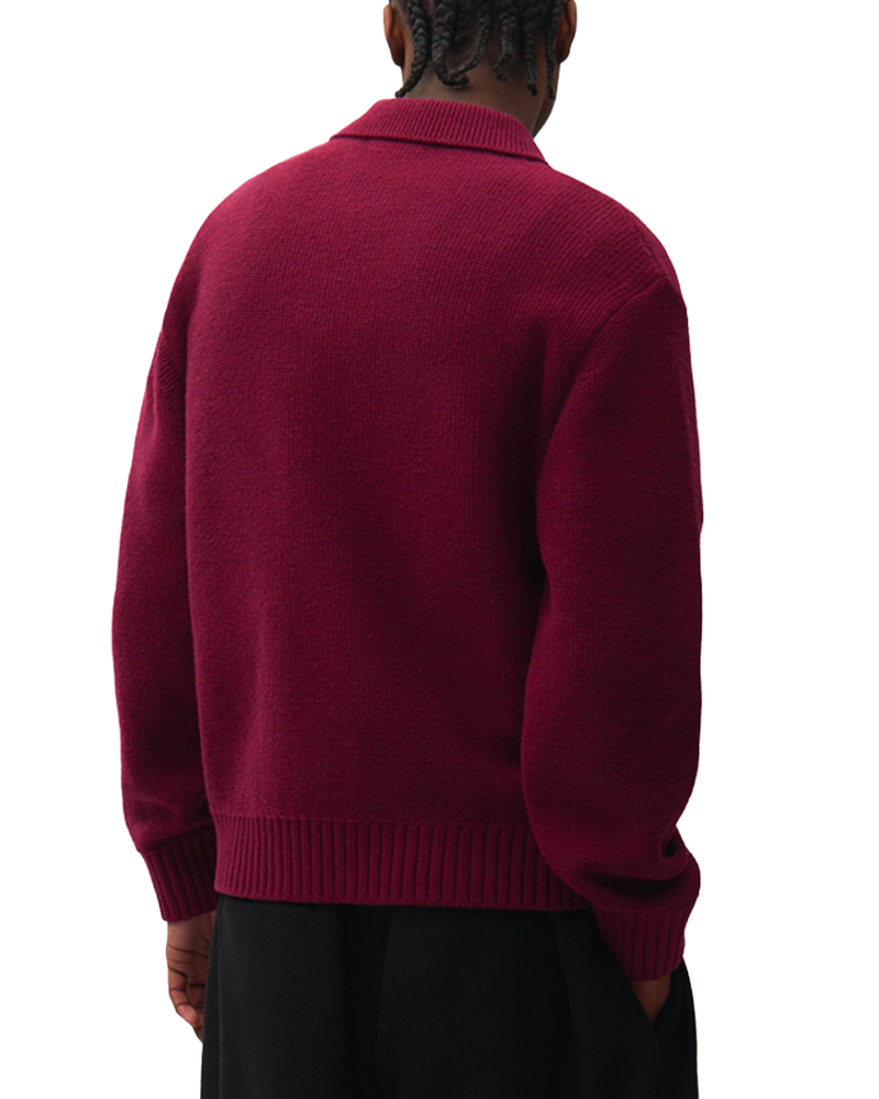 STENCIL ZIP CARDIGAN BORDEAUX