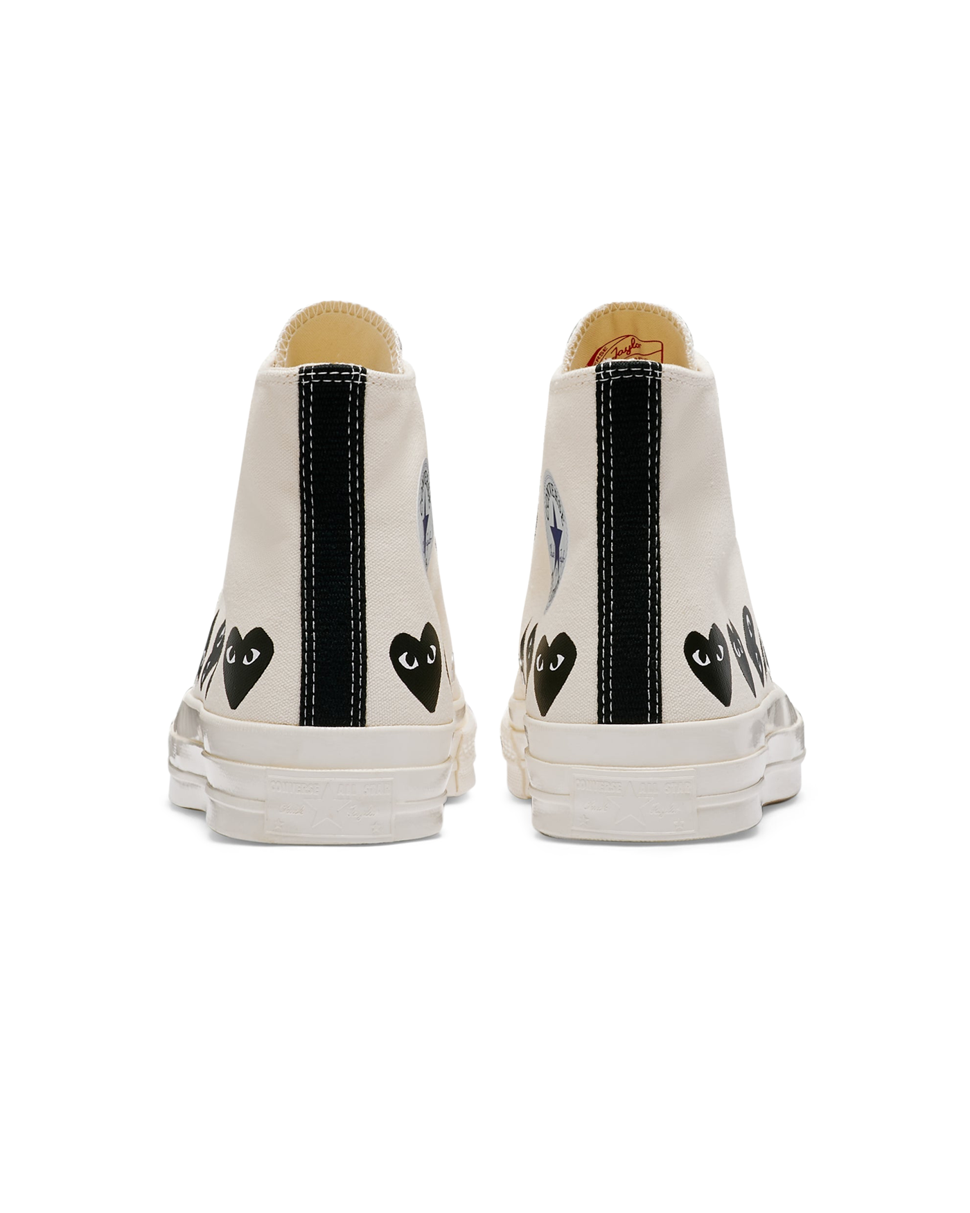 Sneakers Converse x Comme des Garçons Play blanc coeurs noirs dos