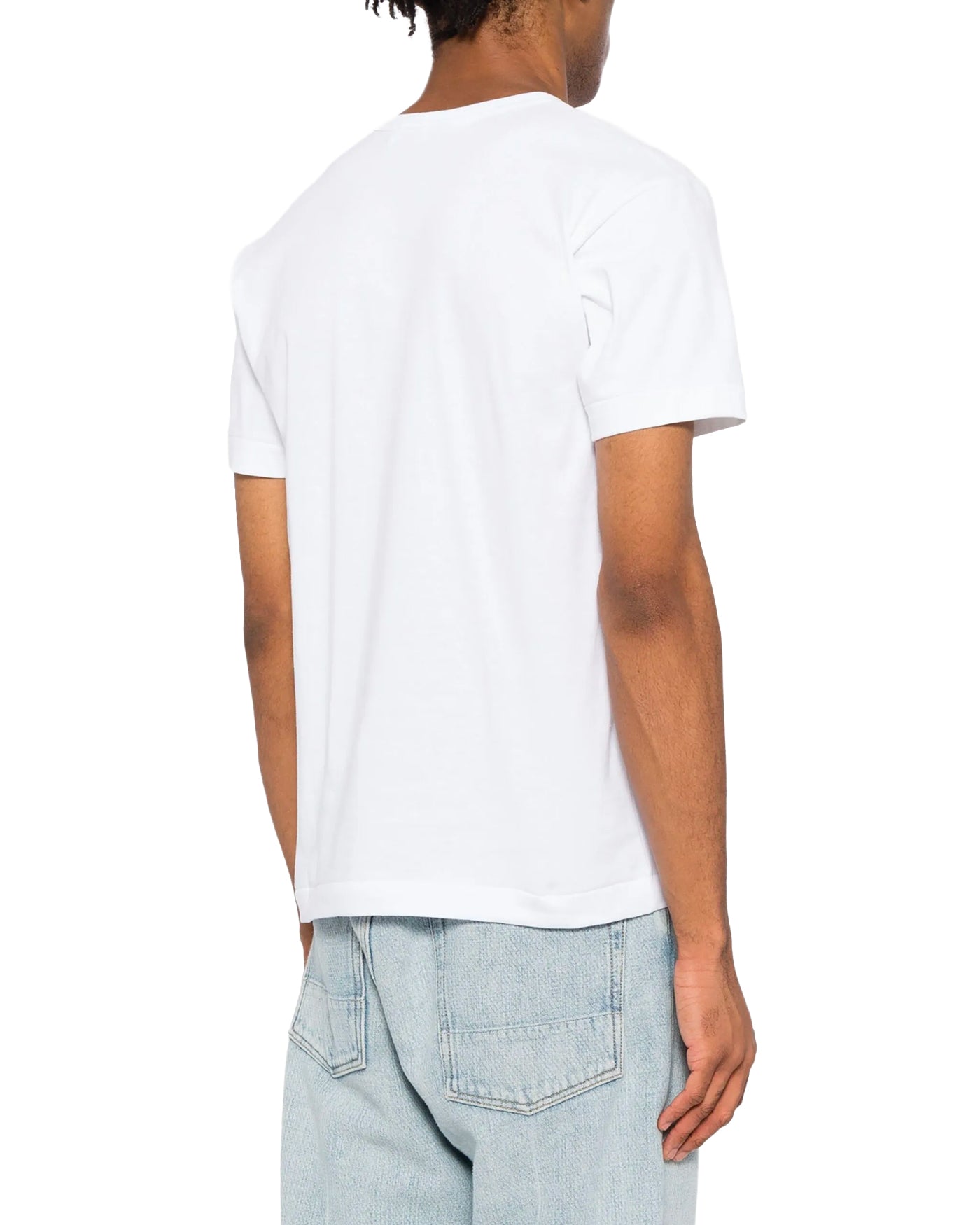 T-shirt Comme des Garçons Play blanc avec coeur rose imprimé dos