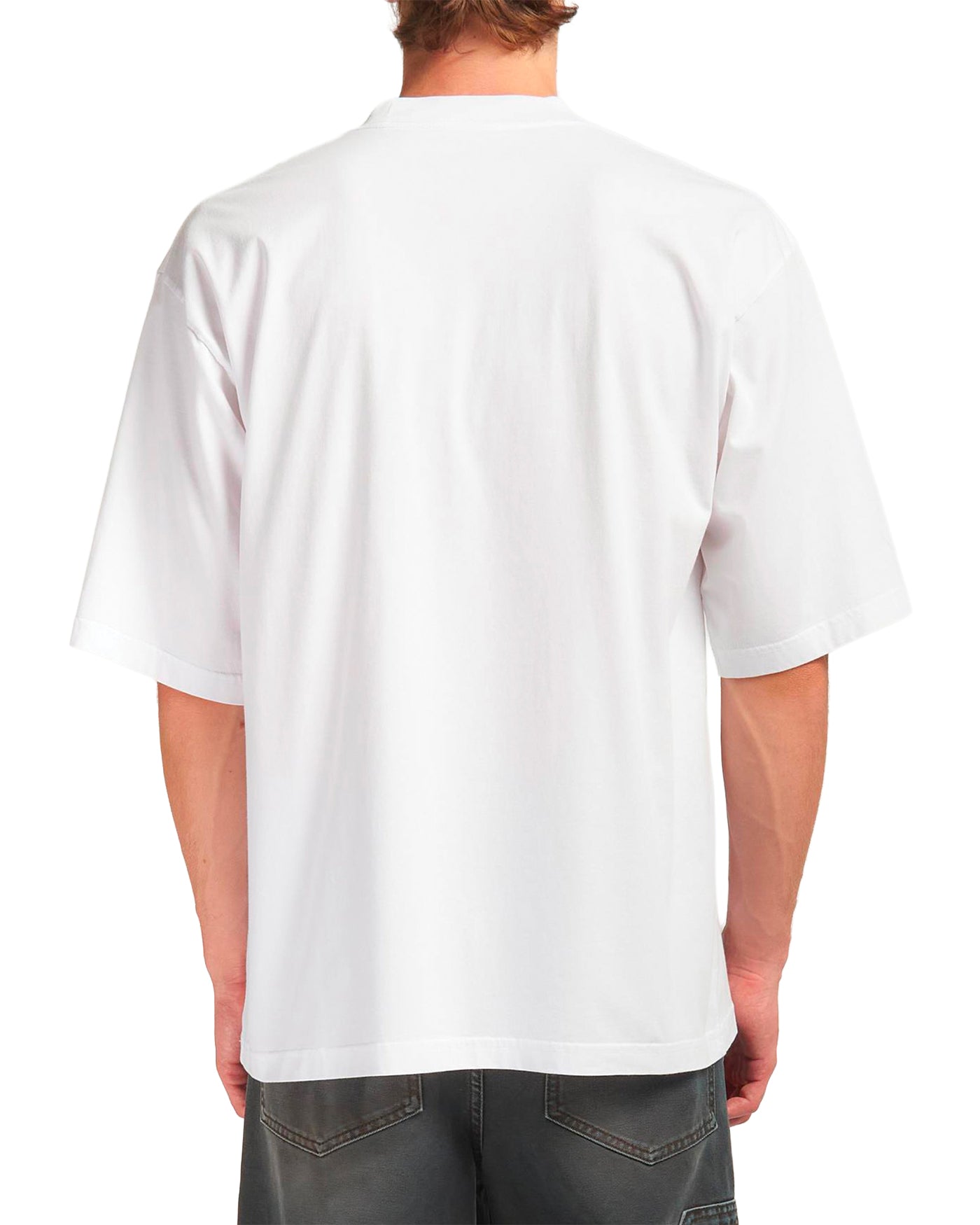 T-shirt oversized Marni blanc uni avec logo flocqué rouge, dos