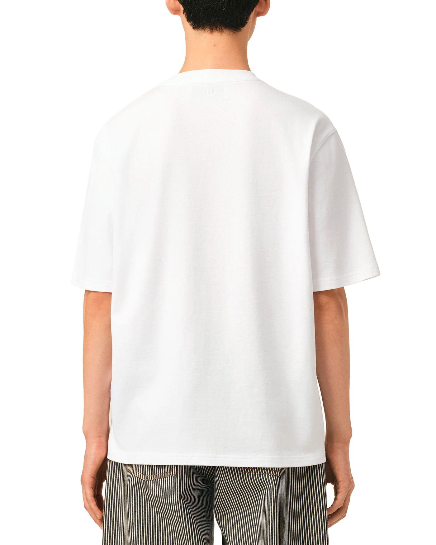 T-shirt Ami Paris blanc coeur tulipe jersey col rond porté vue dos