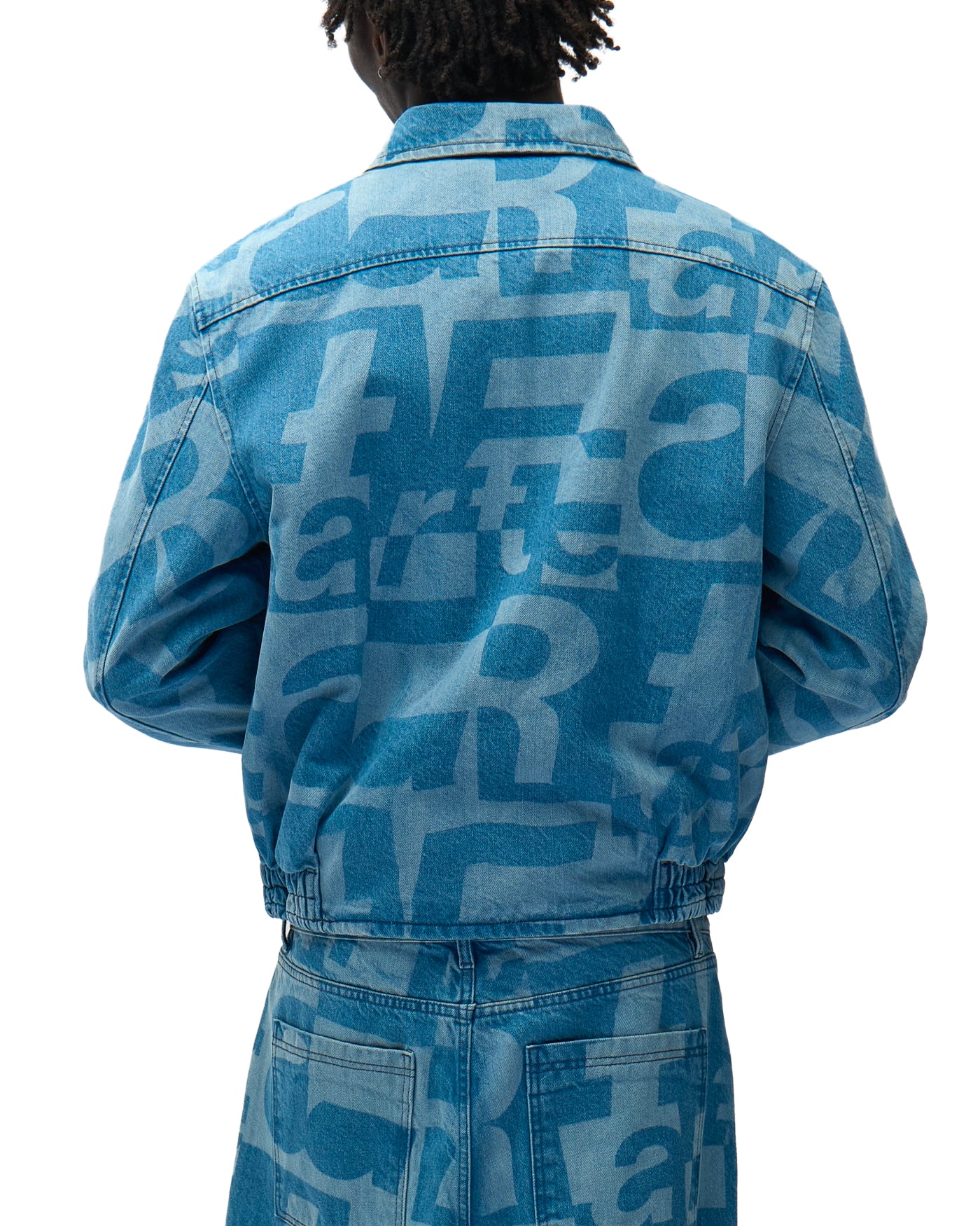 Veste en denim Arte Antwerp bleu imprimé lettres allover, vue dos