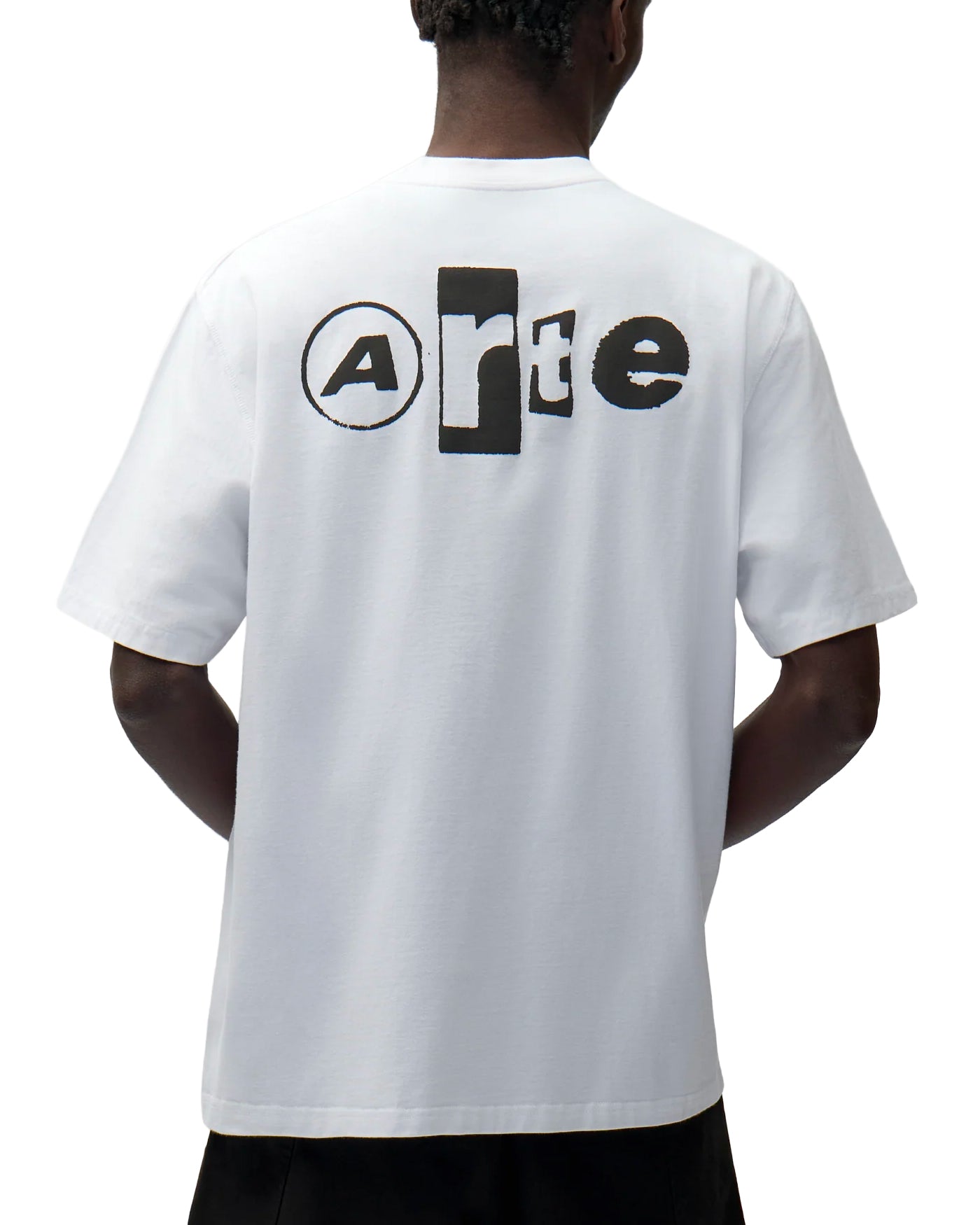T-shirt Arte Antwerp blanc avec logo Back College noir imprimé, dos