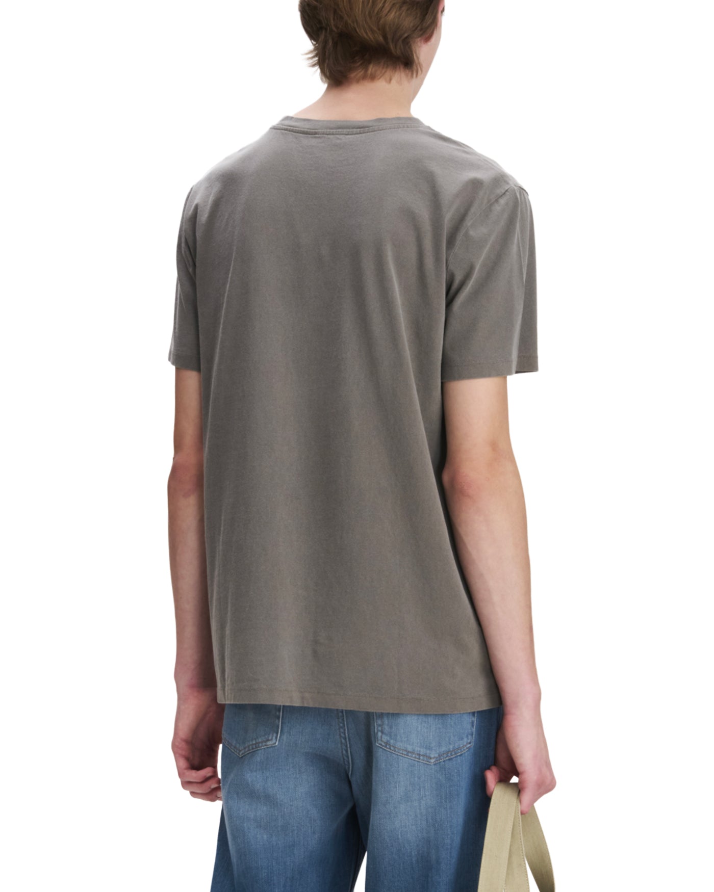 T-shirt A.P.C. Gabby gris uni manches courtes porté homme vue dos