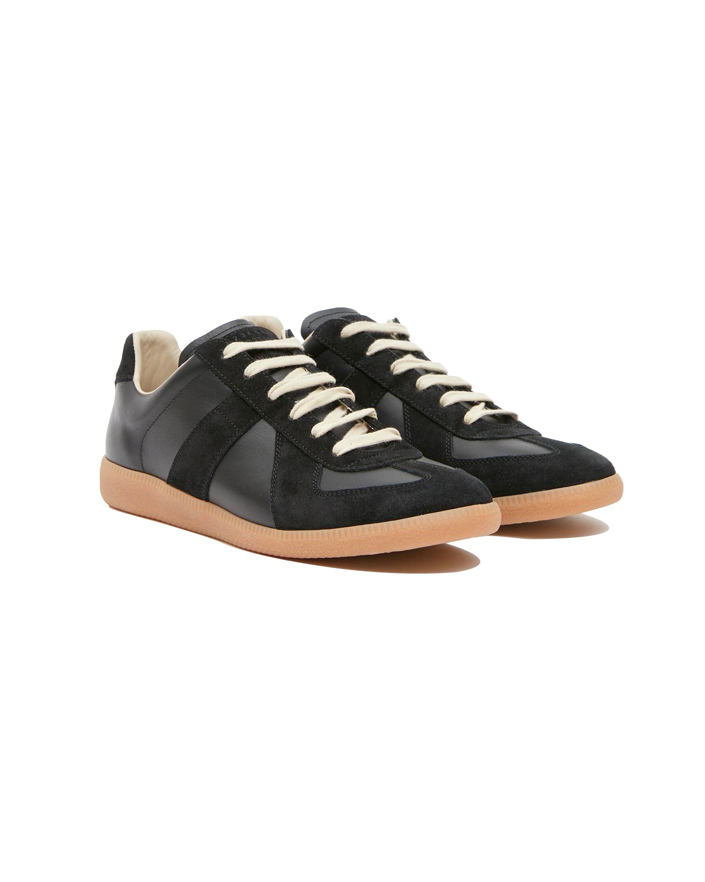 Sneakers Replica Maison Margiela noir cuir et daim semelle gomme face