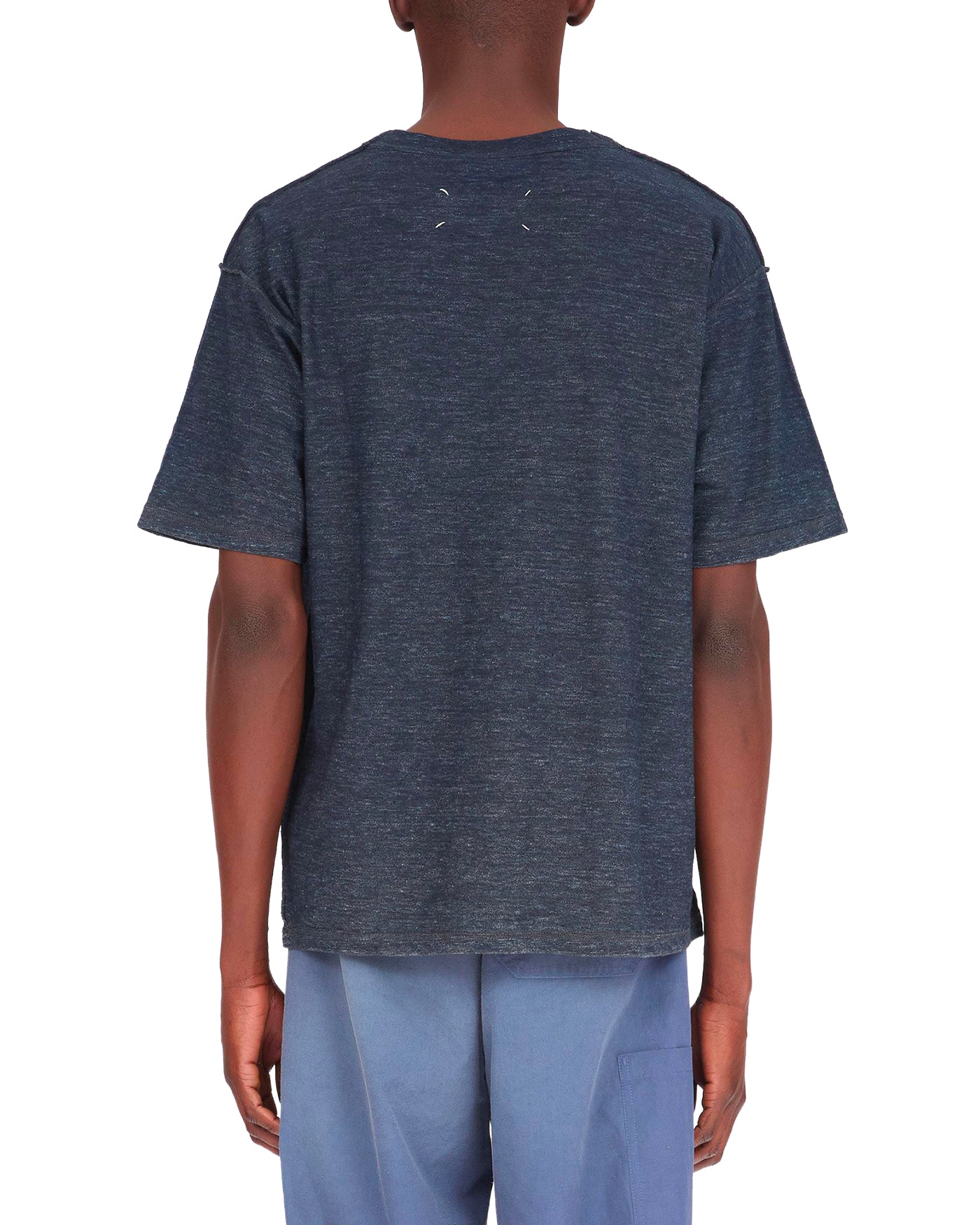 T-shirt Maison Margiela bleu marine chiné coutures apparentes, dos