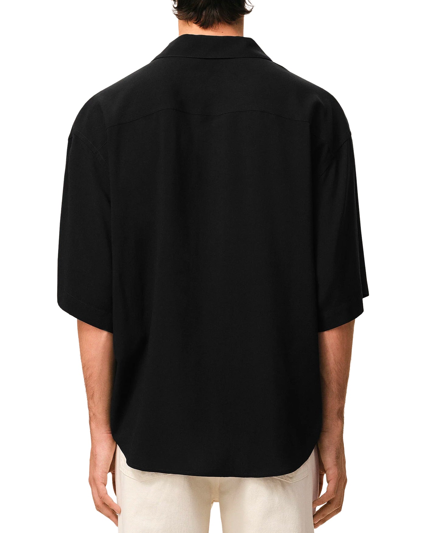 Chemise manches courtes boxy Ami Paris noire portée vue de dos