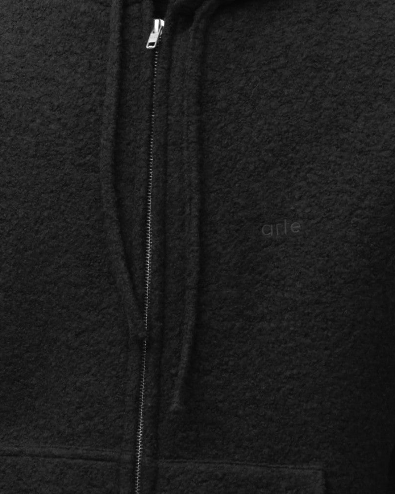 BOILED WOOL HOODED JACKET BLACK