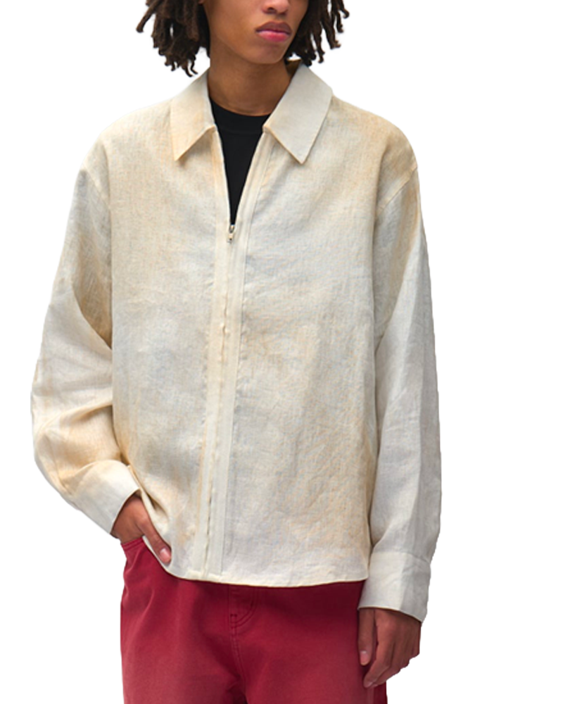 DUSTY LINEN ZIP SHIRT CREAM