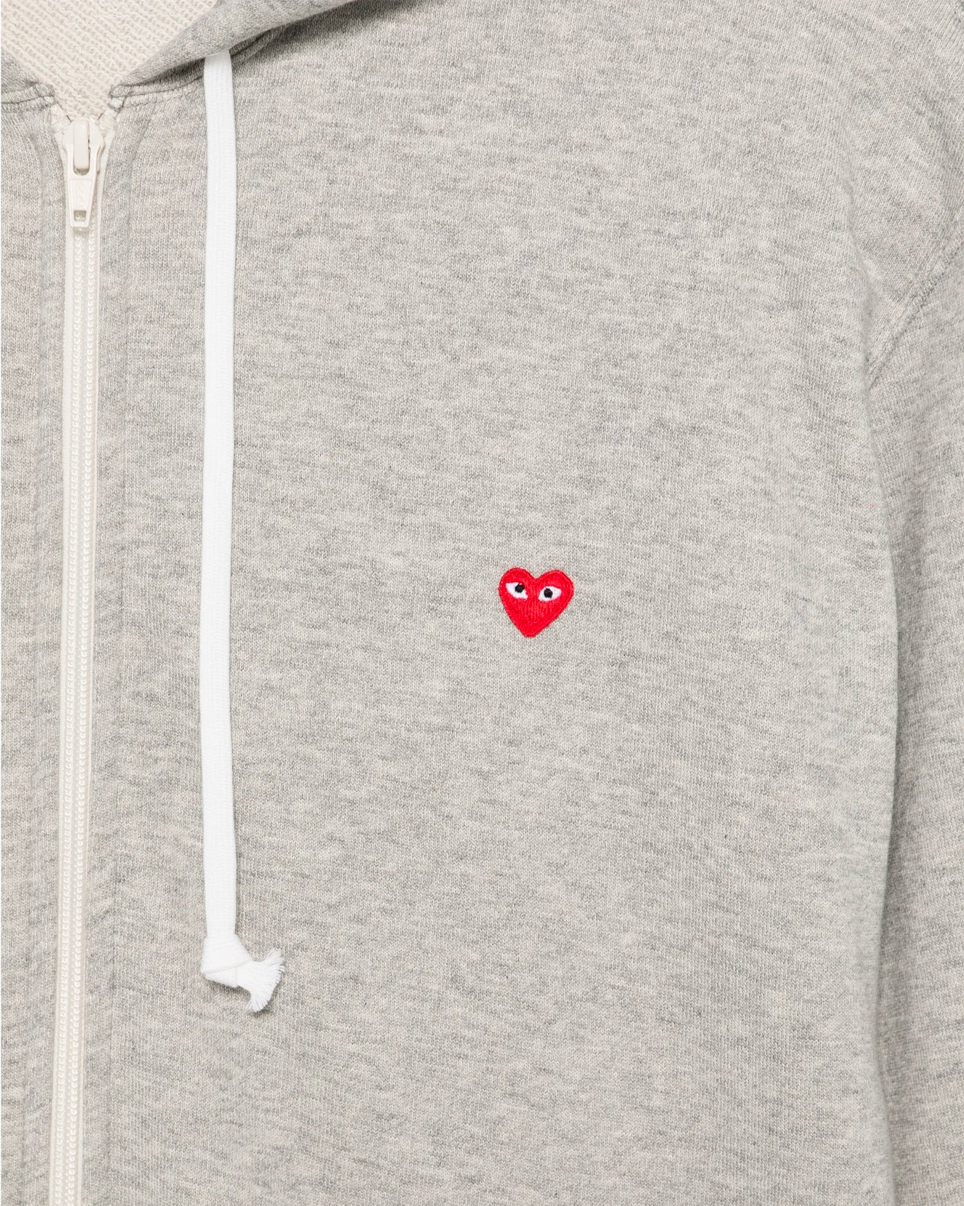 Sweat zippé Comme Des Garçons Play gris chiné emblème cœur rouge détail