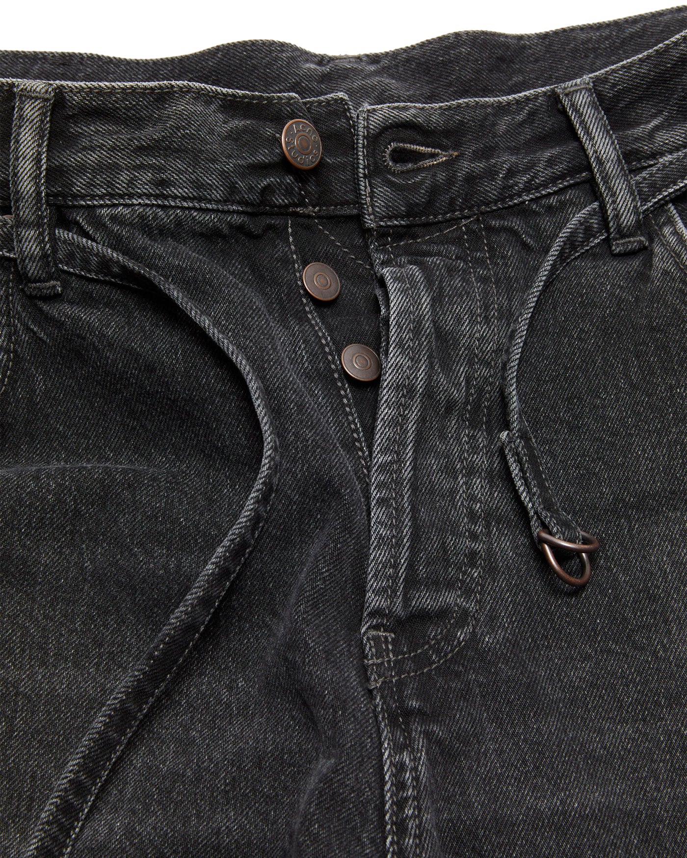 Short en denim Acne Studios noir délavé détail boutonnière métal