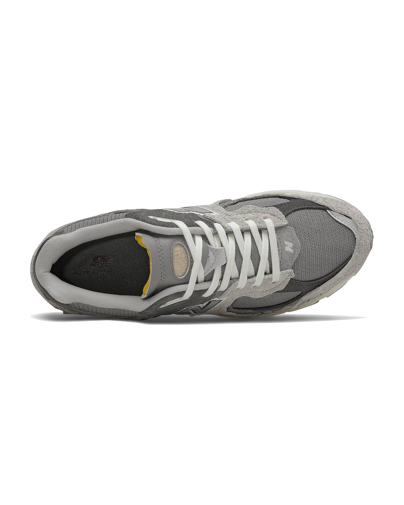 Sneakers New Balance 2002R gris raincloud lacets blancs vue dessus