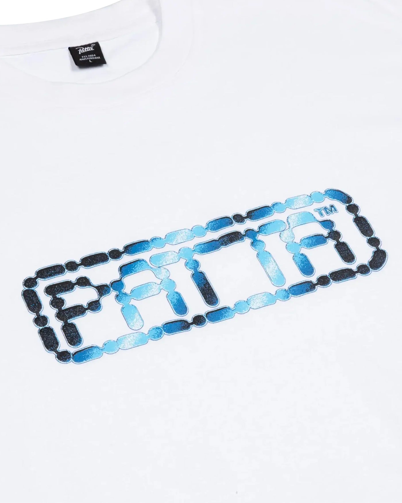 T-shirt Patta blanc avec imprimé logo Bike Chain bleu vue face
