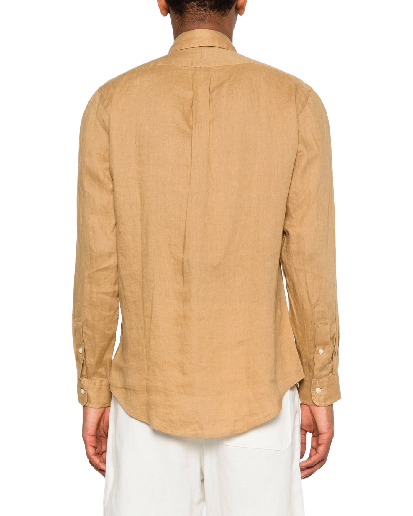 Chemise en lin Ralph Lauren beige tan manches longues vue dos
