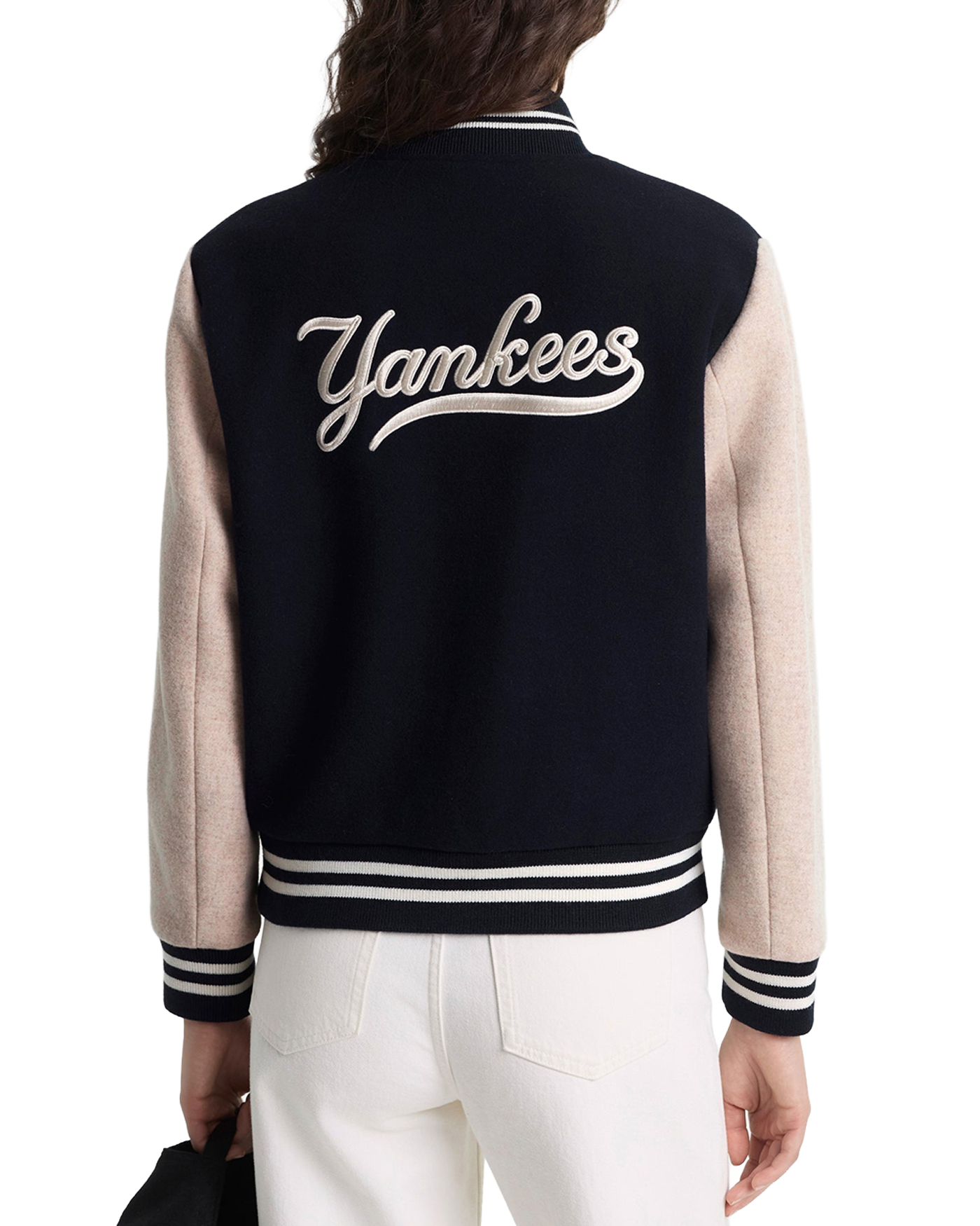 Veste Sporty & Rich Yankees bleu marine et écru dos broderie Yankees