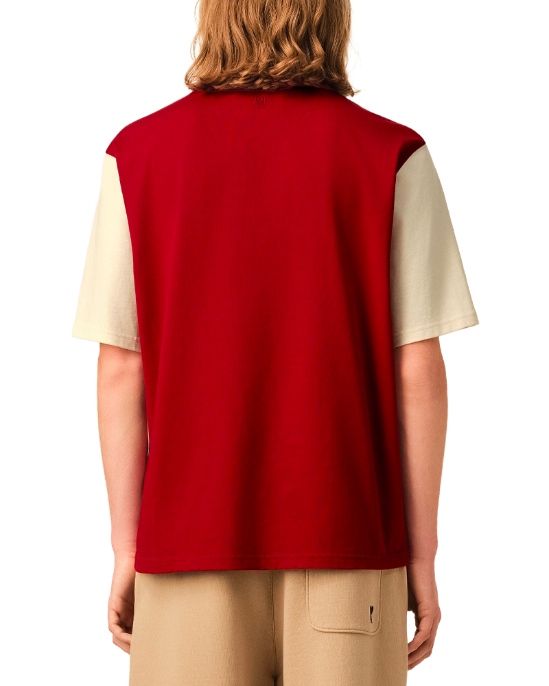 T-SHIRT AMI PARIS FEUTRINE ROUGE RUBIS IVOIRE