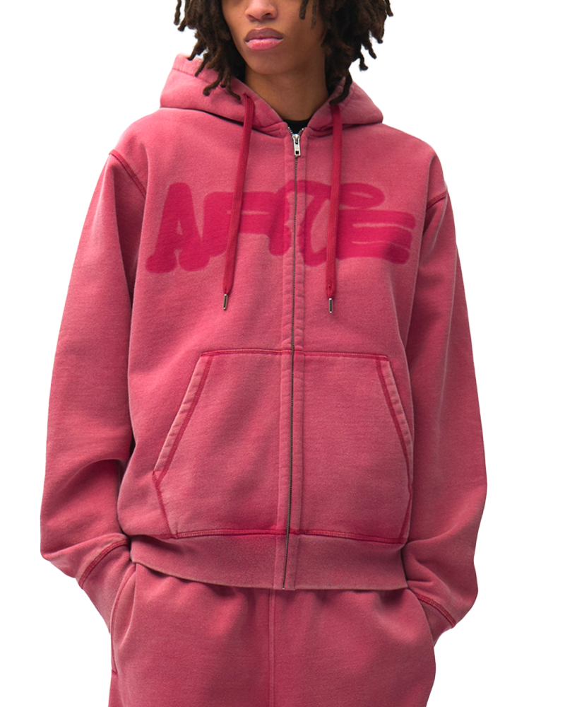 STENCIL SUNFADE ZIP HOODIE RED