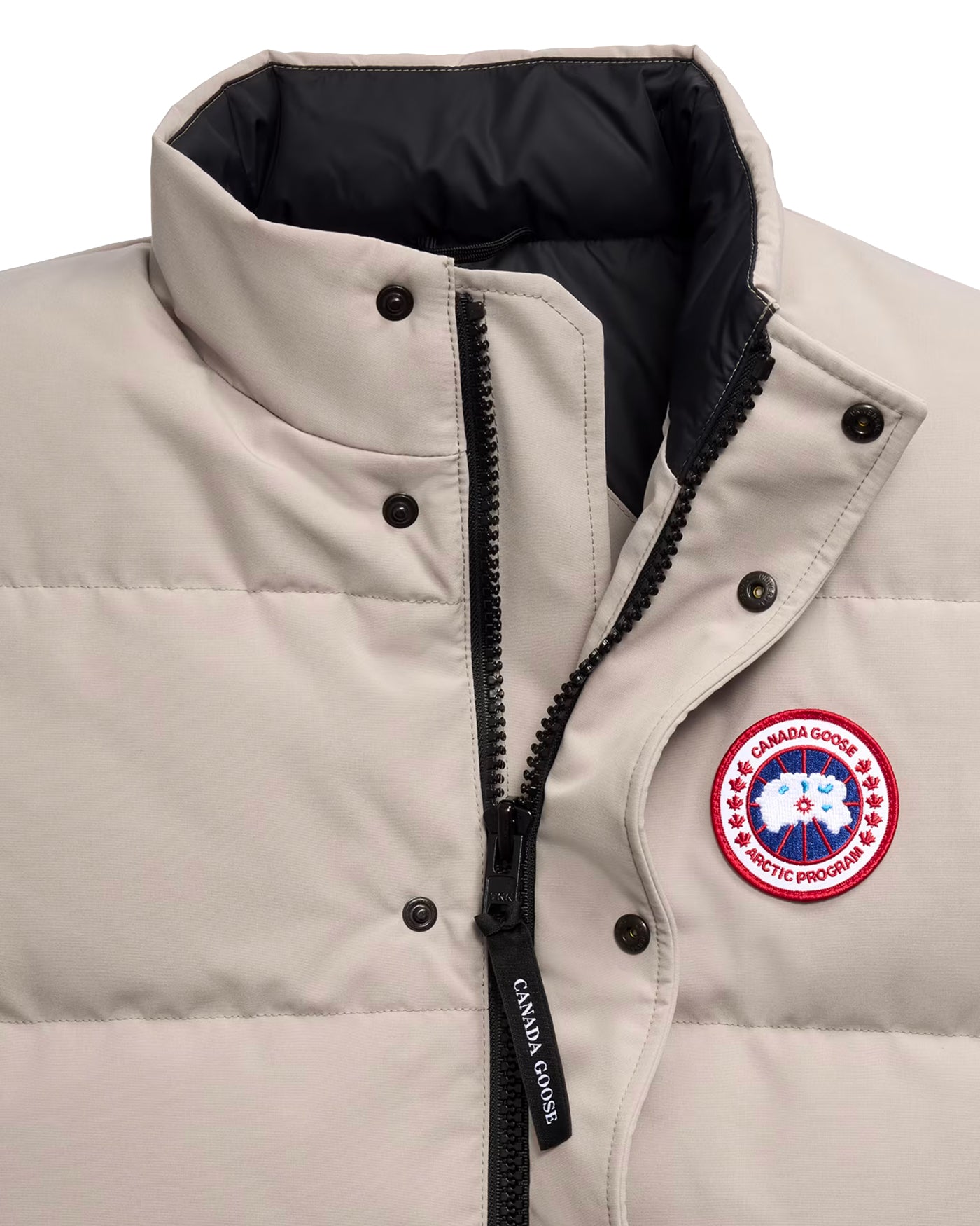 Gilet matelassé Canada Goose Freestyle calcaire détail col et zip face