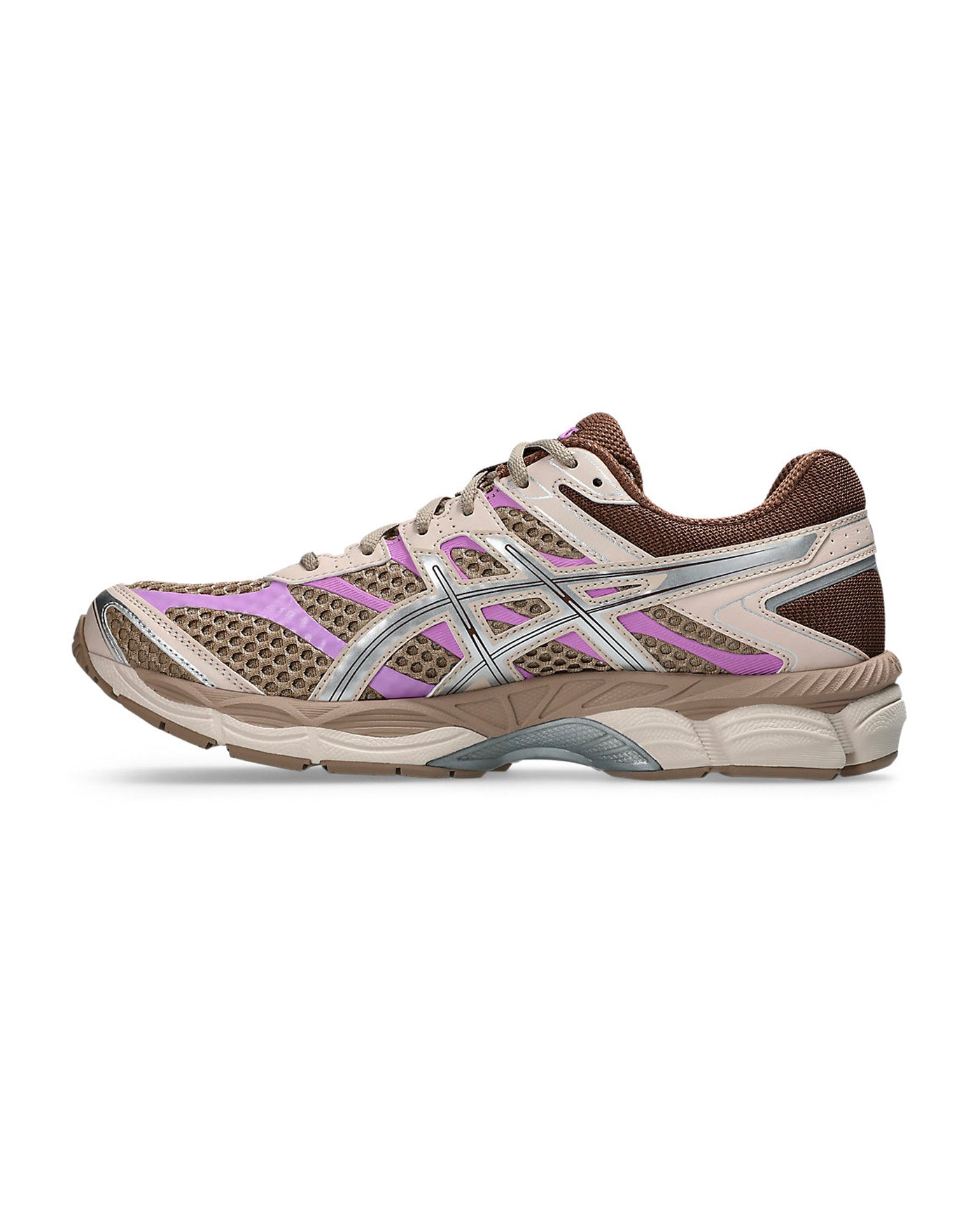 Sneakers Asics Gel-Cumulus 16 beige lilas et marron profil gauche