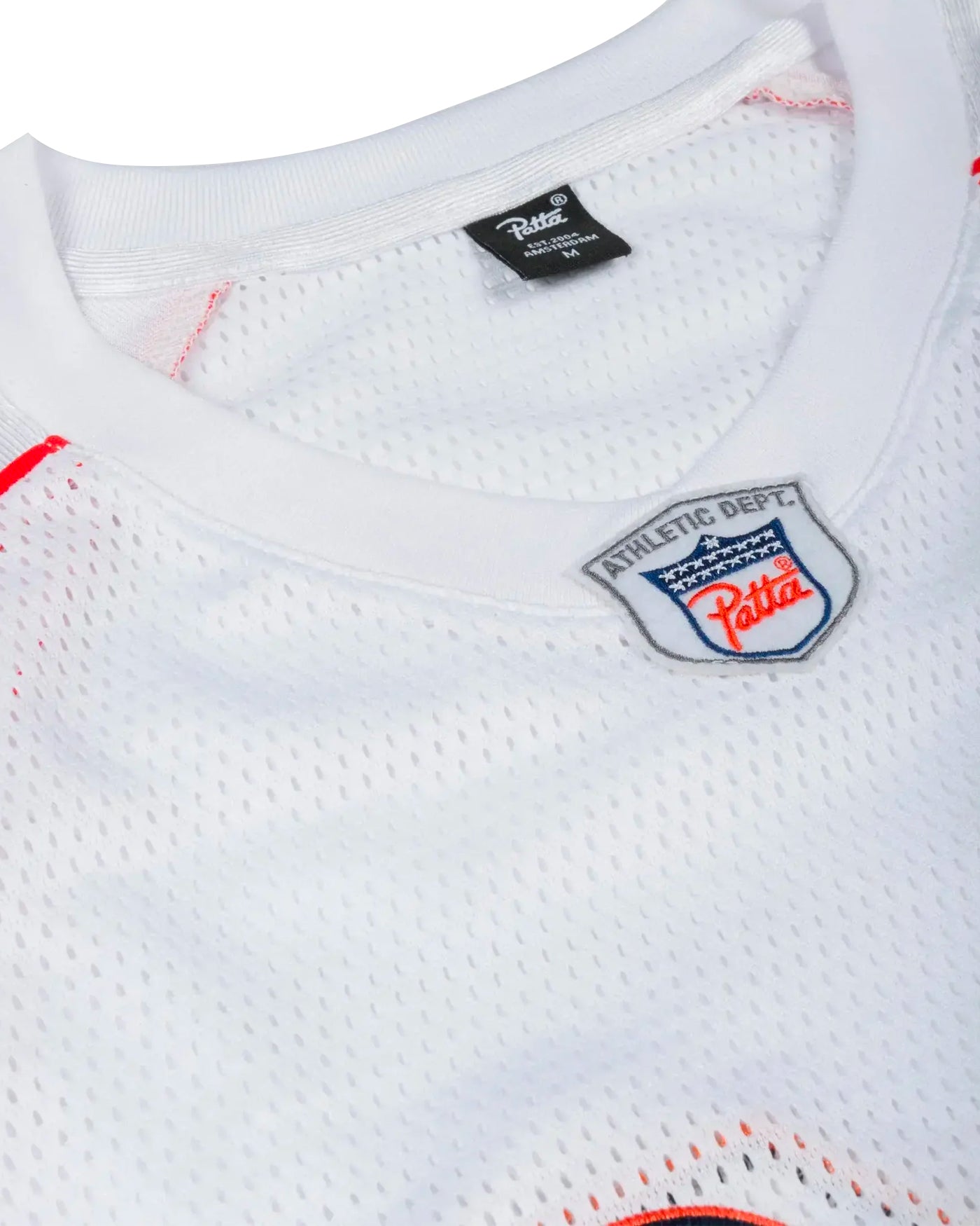 Jersey American Football Patta blanc détail col et patch Athletic Dept
