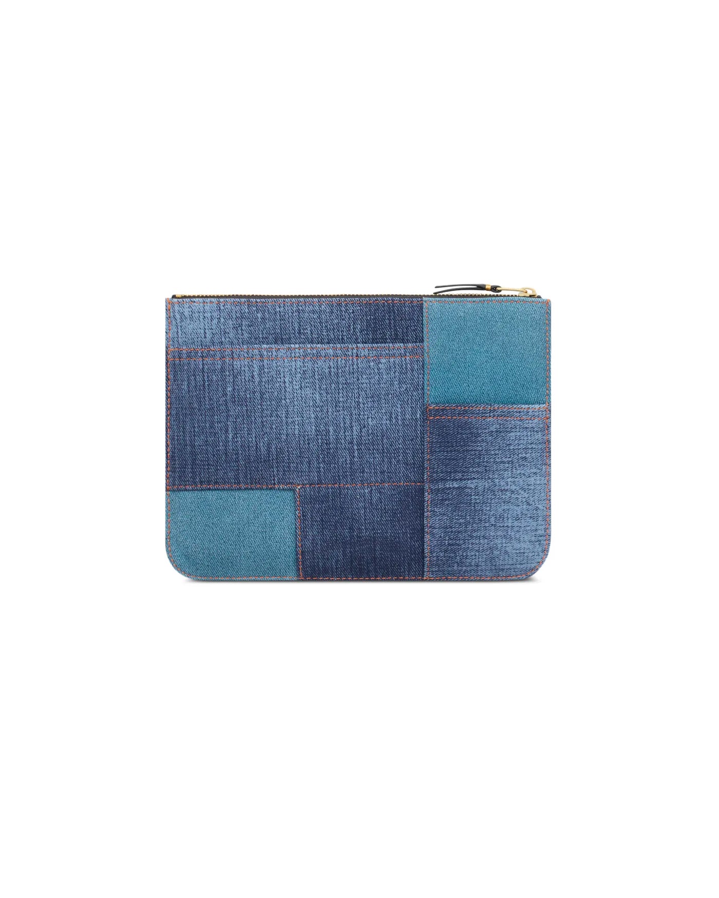 CDG WALLET 215X160 ZIP DENIM PATCHWORK BLEU