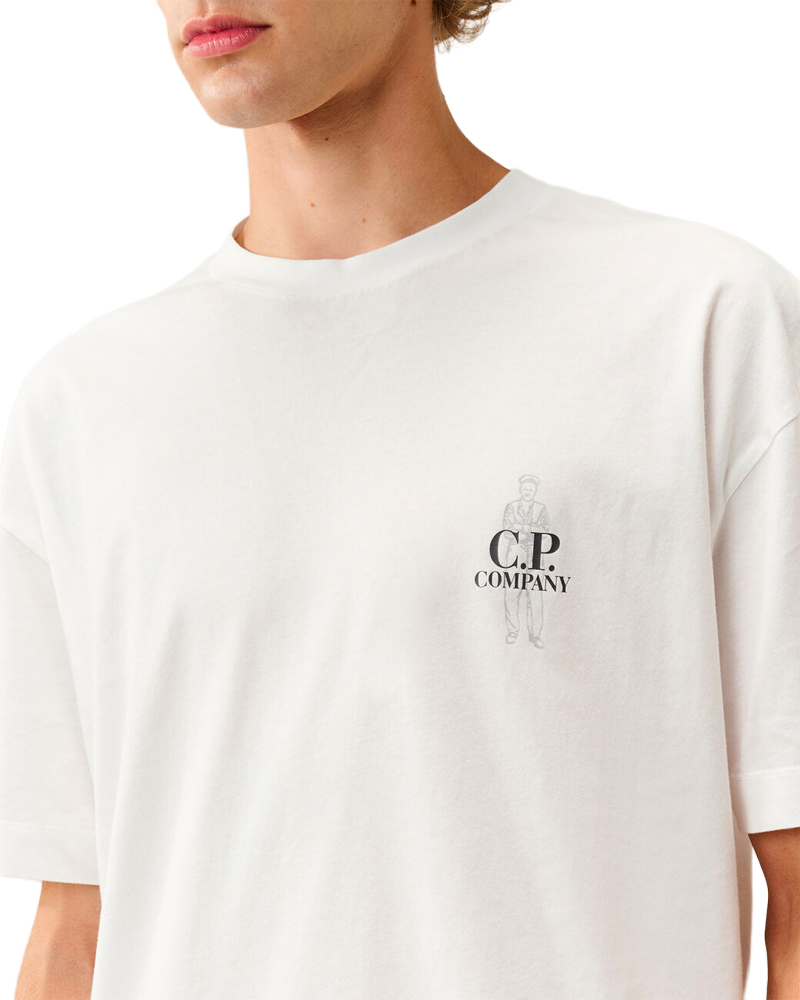 T-shirt C.P. Company coloris Gauze White — vue portée