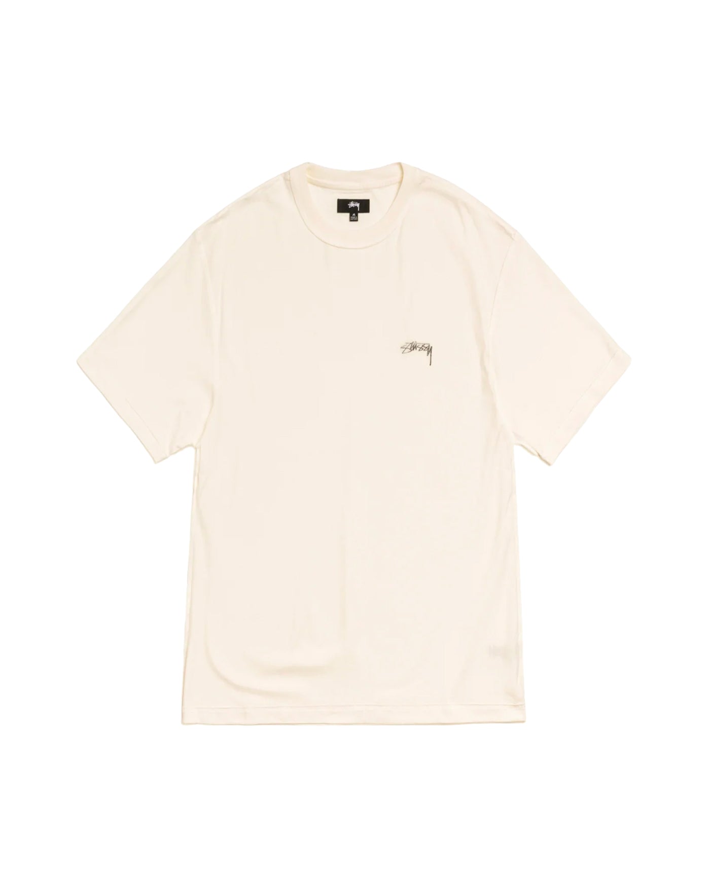 T-shirt Stüssy Lazy blanc cassé petit logo brodé poitrine gauche face