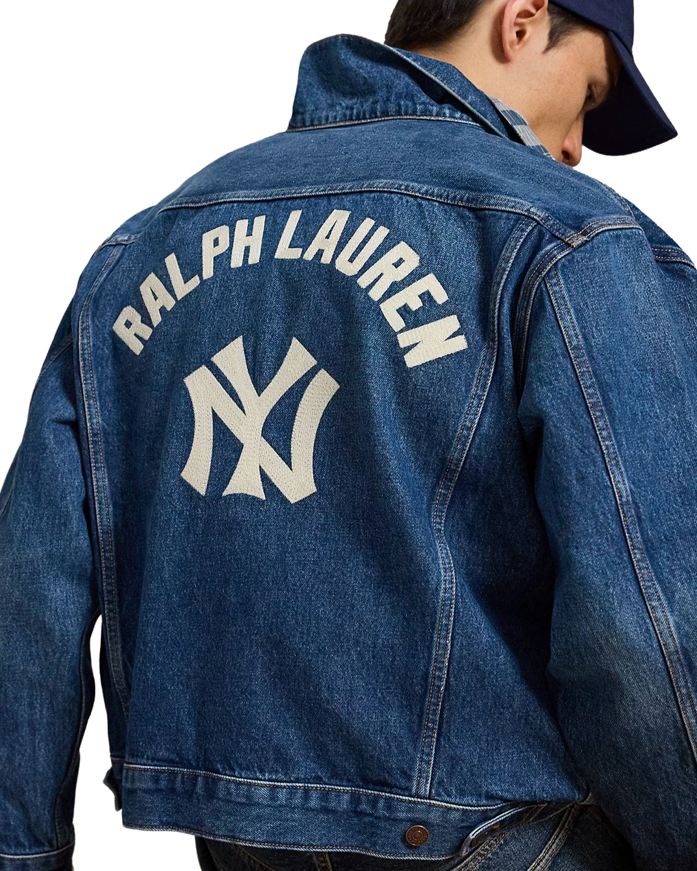 Veste en denim Ralph Lauren NY Yankees Elliots bleu indigo dos