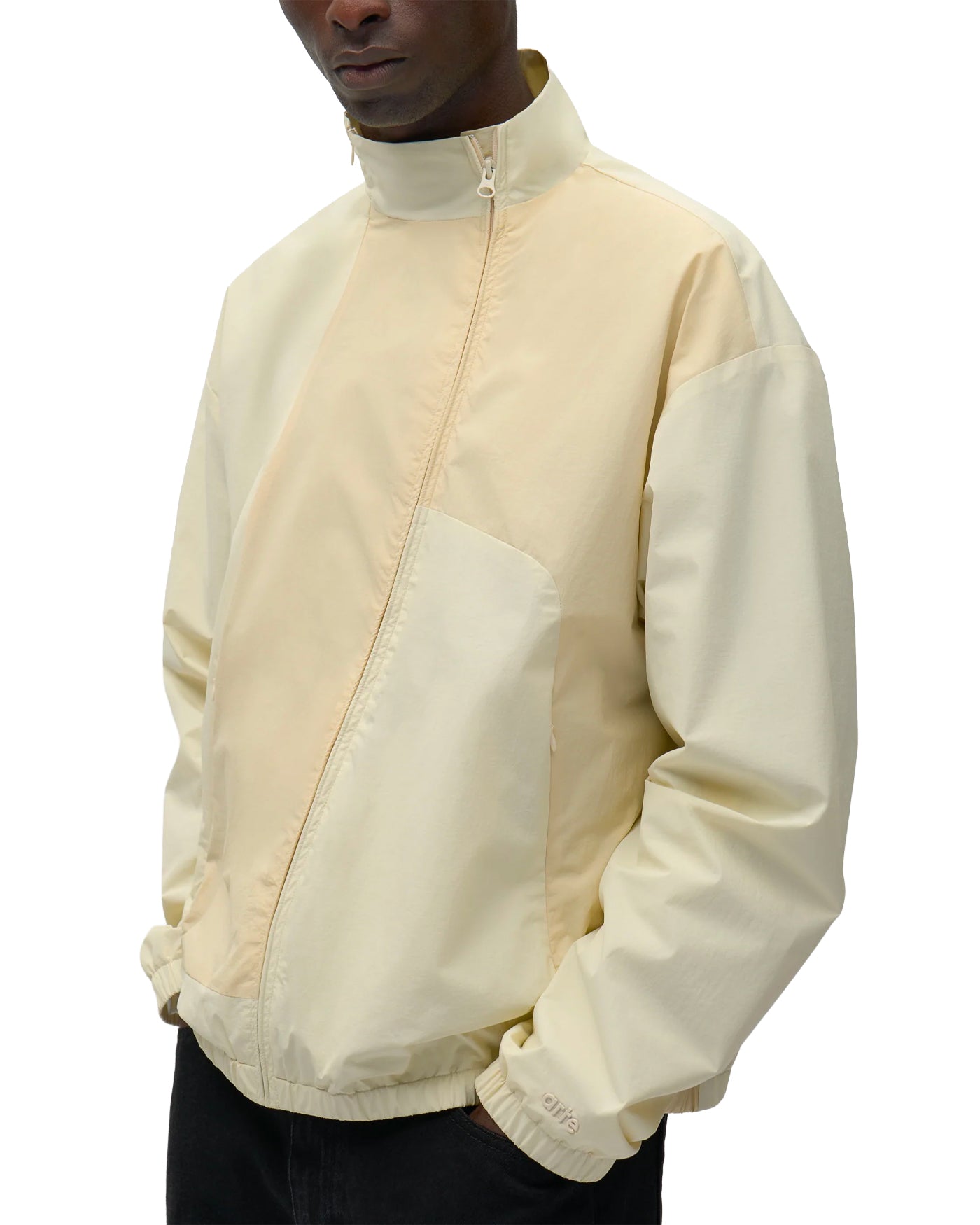 Veste Arte Antwerp crème à zip, col montant, vue profil gauche