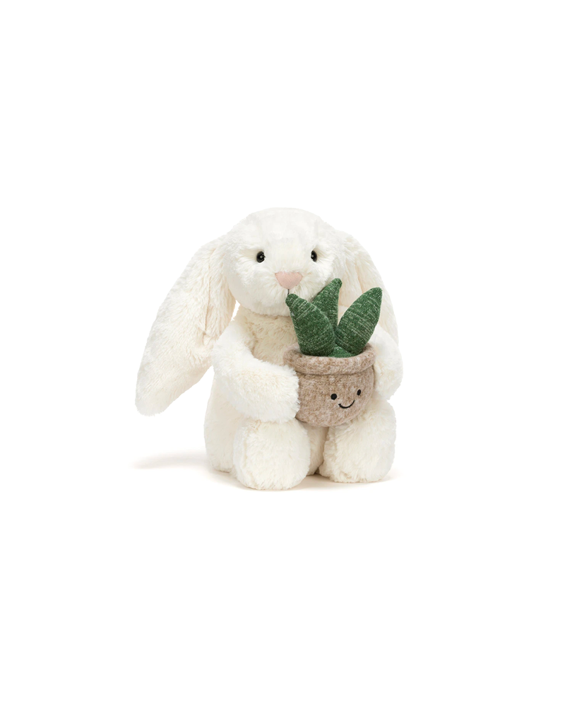 CREAM BUNNY WITH PLANT