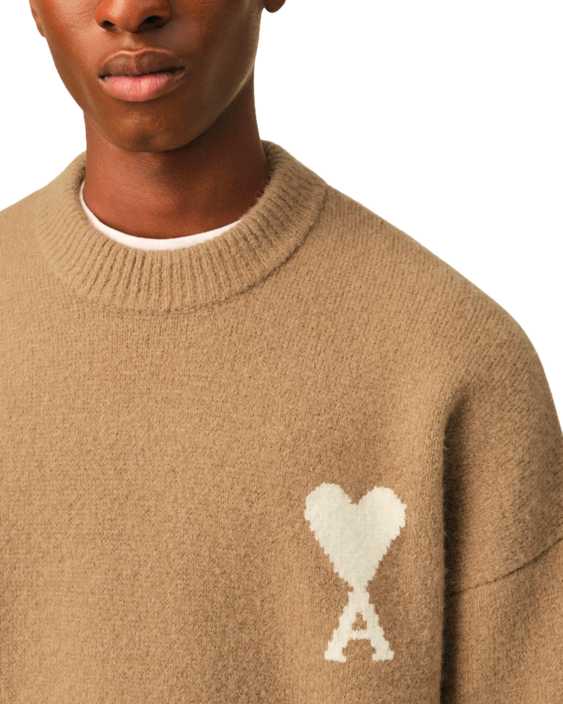 PULL COL ROND AMI DE COEUR BEIGE MASTIC/ECRU