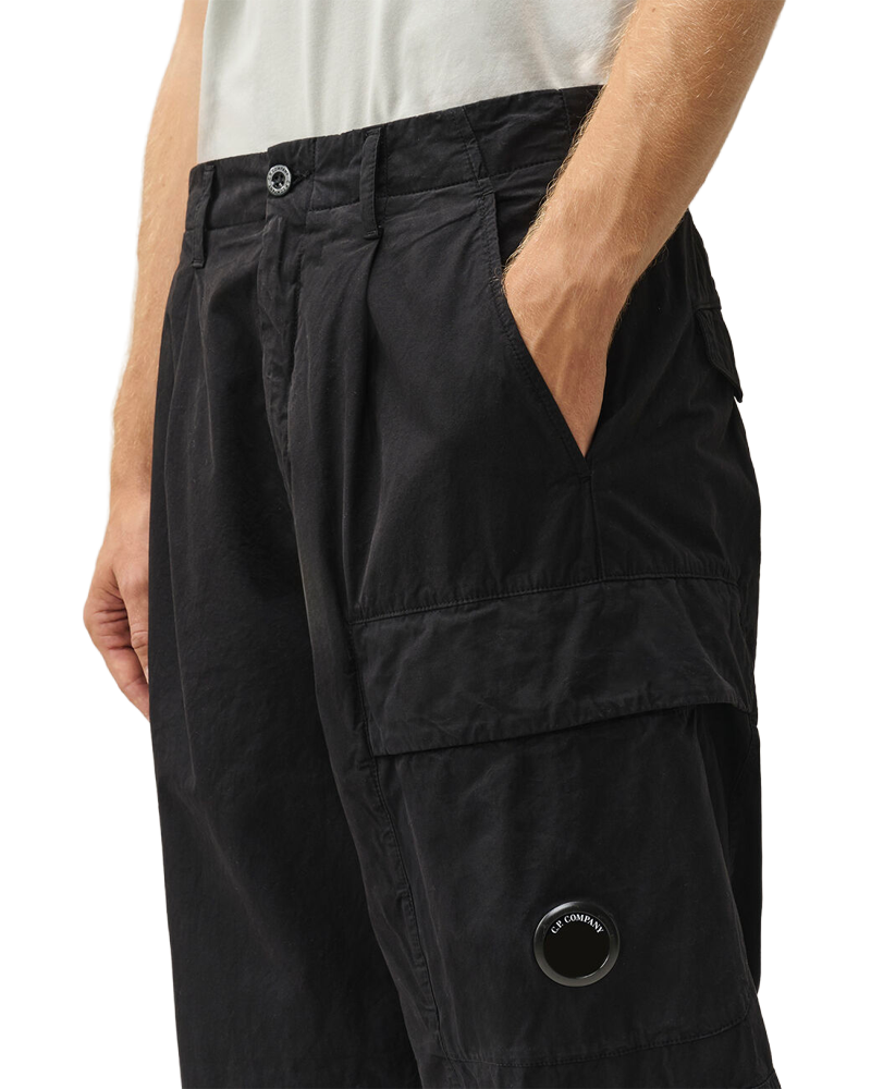 MICRO-REPS BOXY PLEATS CARGO PANTS BLACK