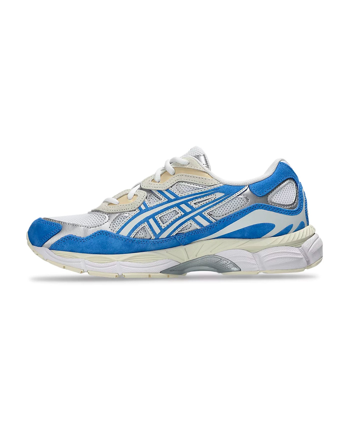Sneakers Asics Gel-NYC White Blue Coast blanc et bleu vif profil droit