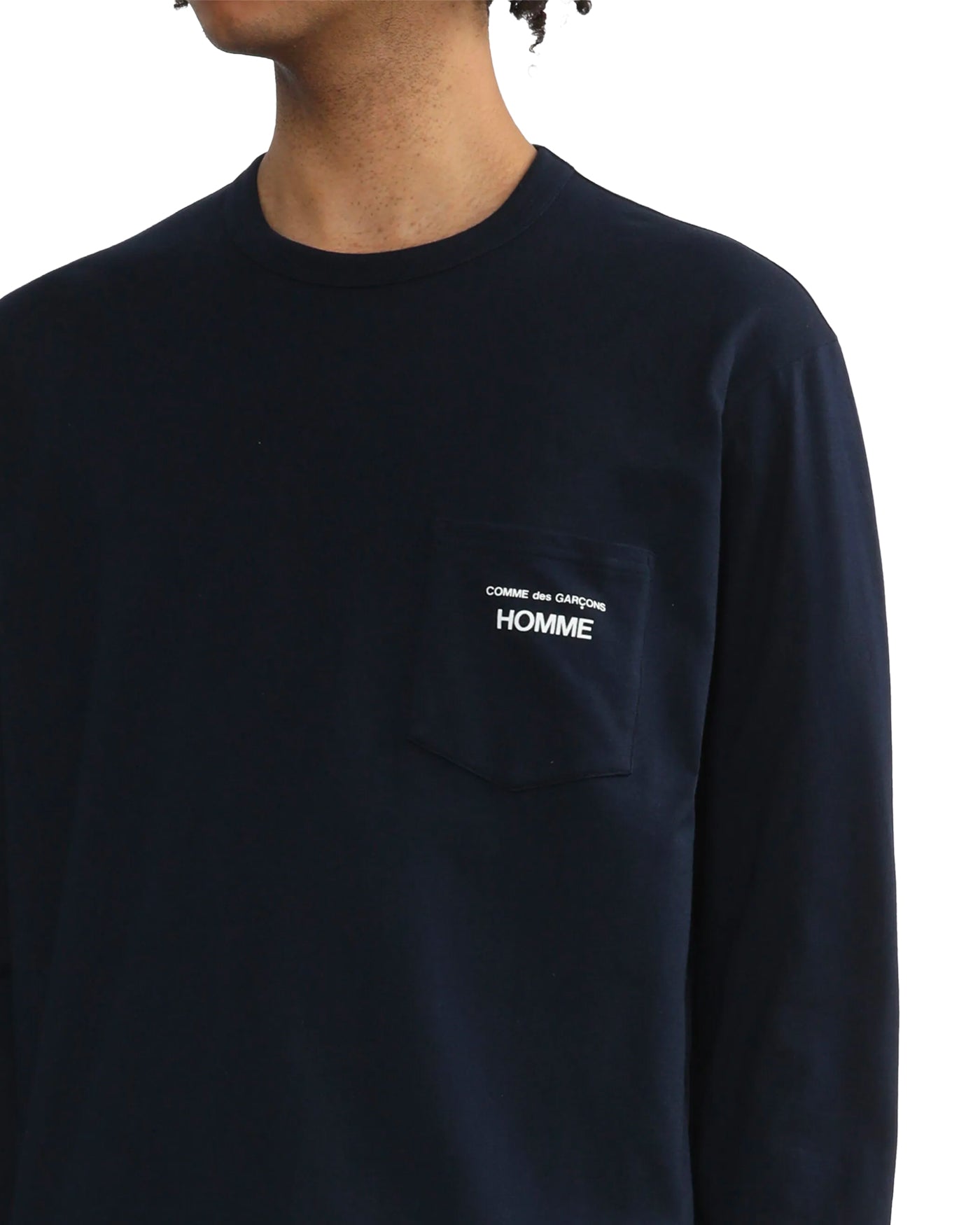 T-shirt manches longues Comme des Garçons Homme navy poche logo détail