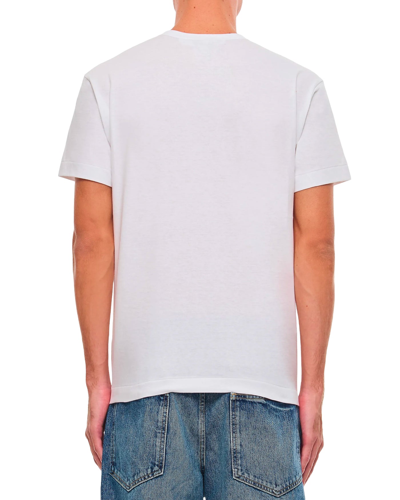 T-shirt Comme des Garçons Play blanc col rond, vue dos porté homme