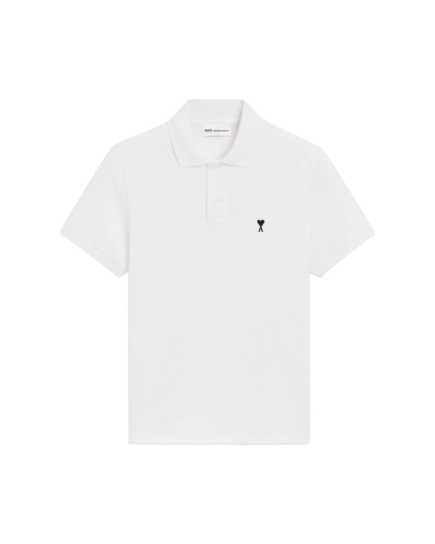 Polo Ami Paris blanc en piqué logo Ami de Cœur brodé poitrine face