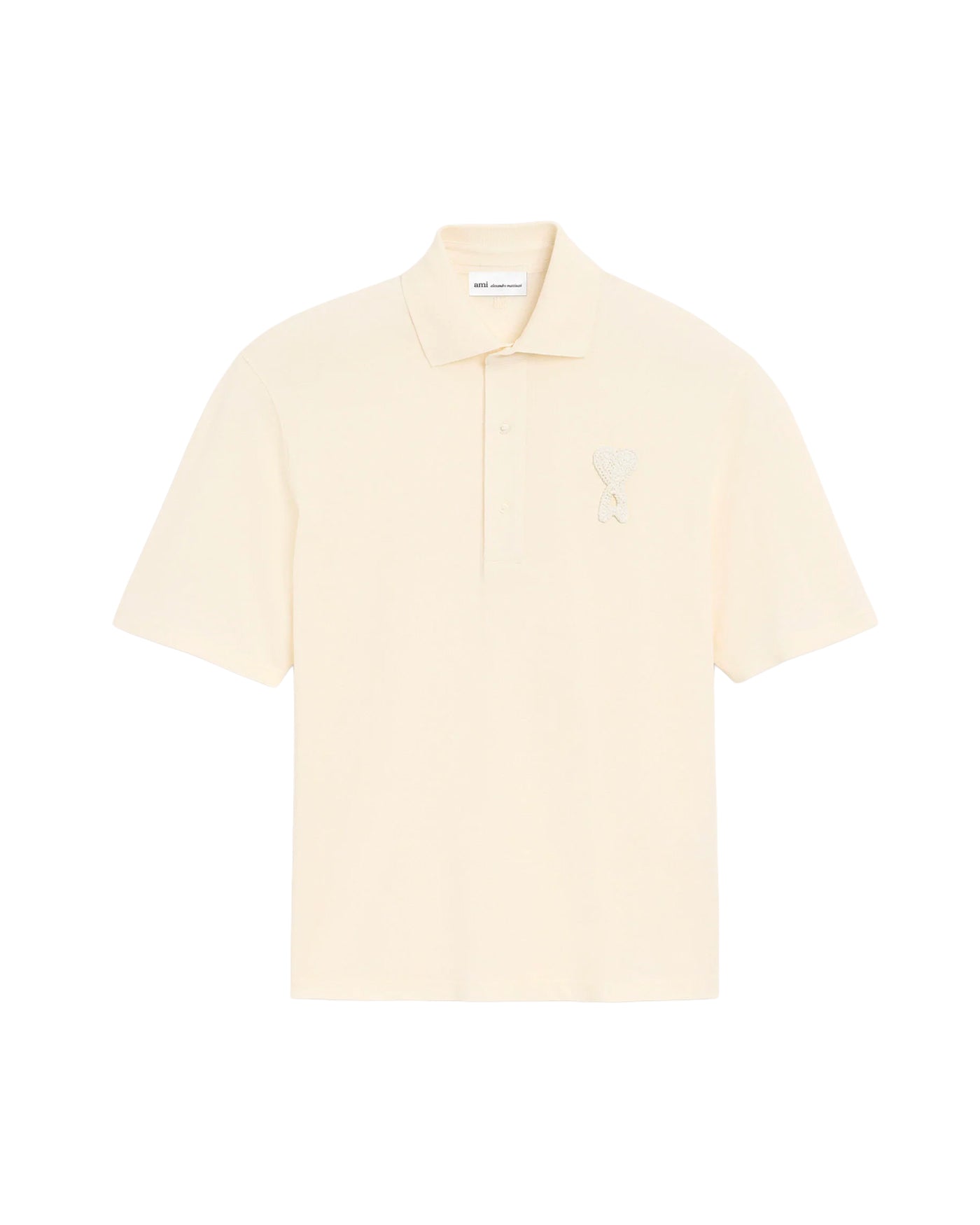 Polo AMI Paris crème logo Ami de Coeur brodé beige, vue de face