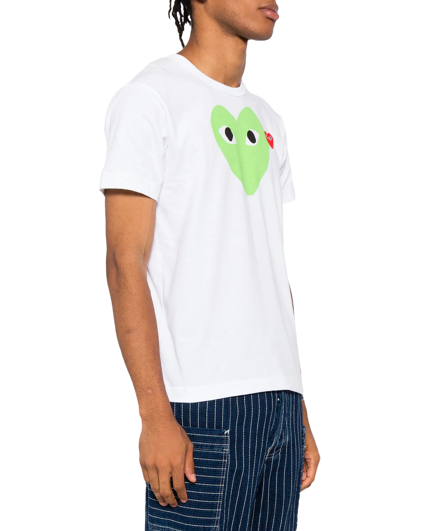 T-shirt Comme des Garçons Play blanc coeur vert imprimé profil droit