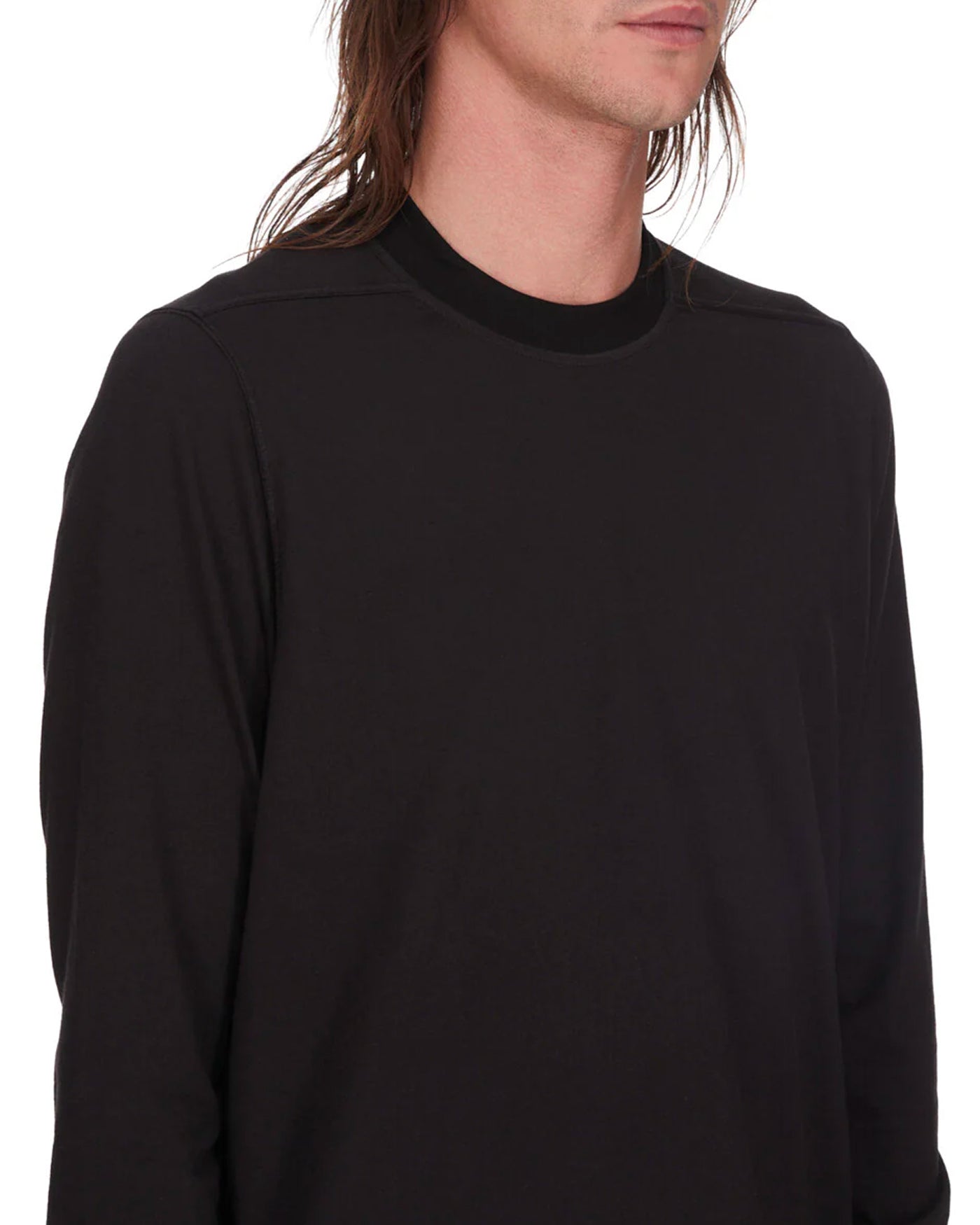 Sweat crewneck Rick Owens DRKSHDW noir vue face détail col et épaules